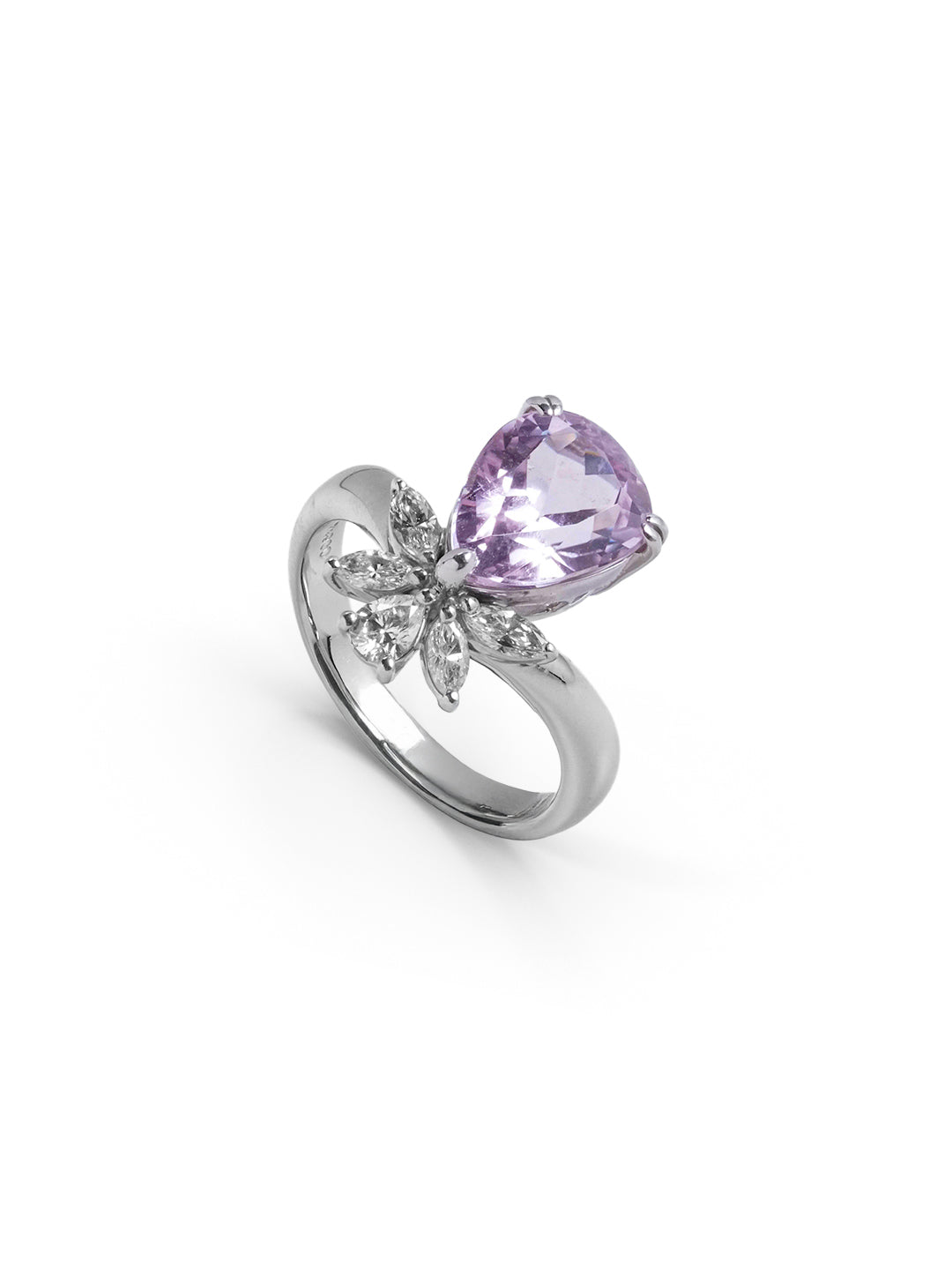 PEAR SHAPED MORGANITE DIAMOND RING 3.81 CT