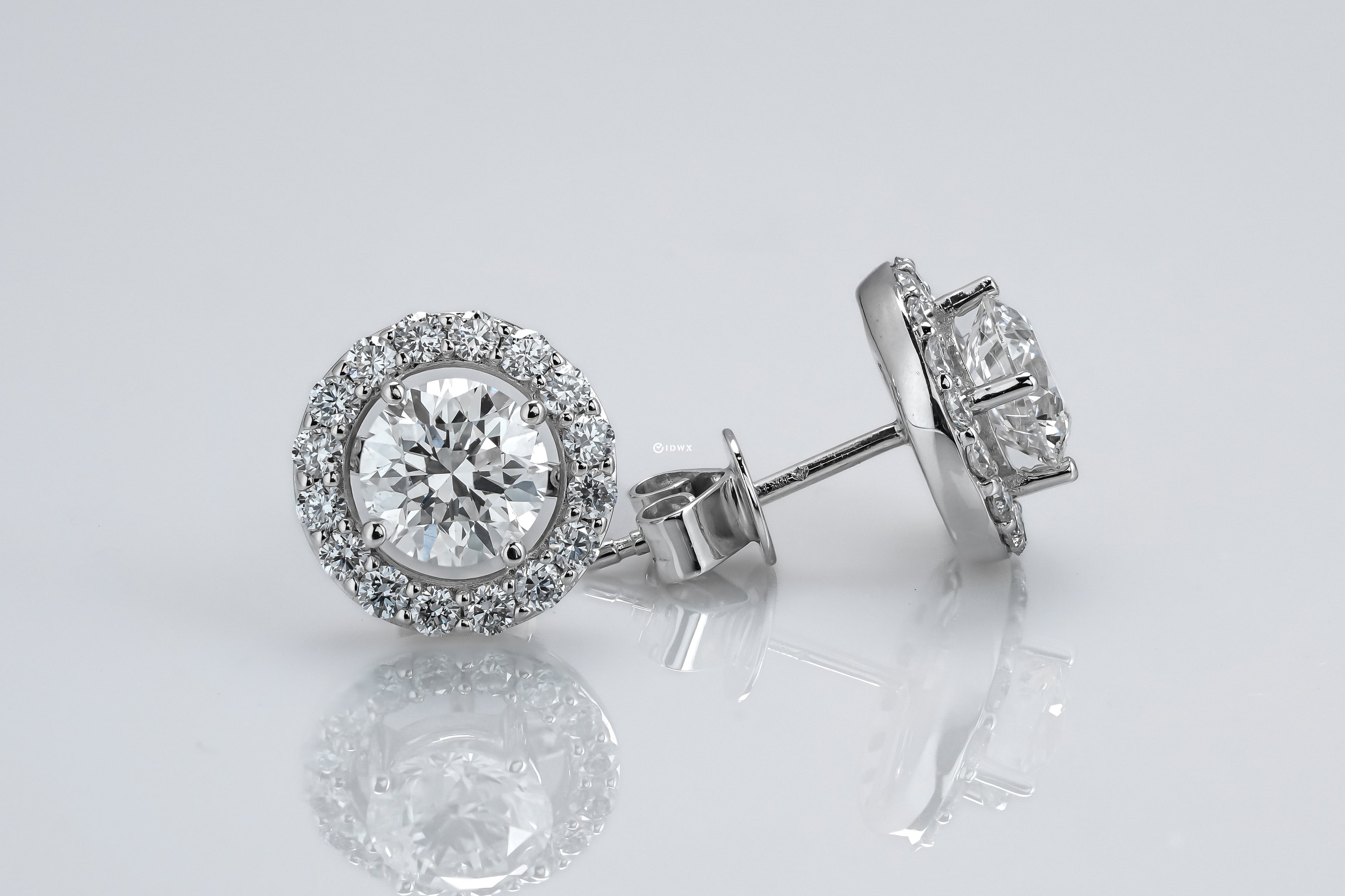 1.5CT ROUND BRILLIANT HALO STUD WHITEGOLD EARRINGS