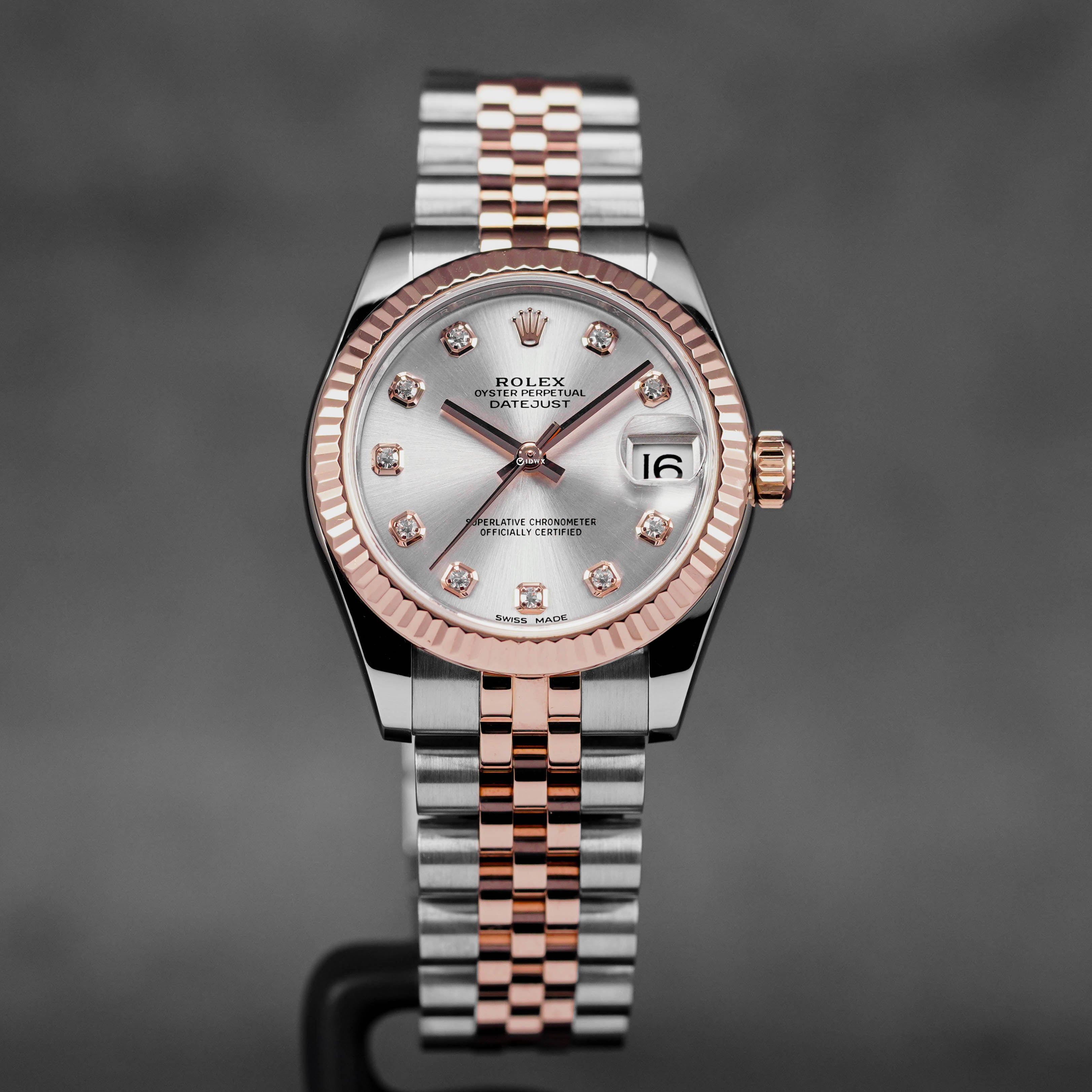 DATEJUST 31MM TWOTONE ROSEGOLD SILVER DIAMOND DIAL (2018)