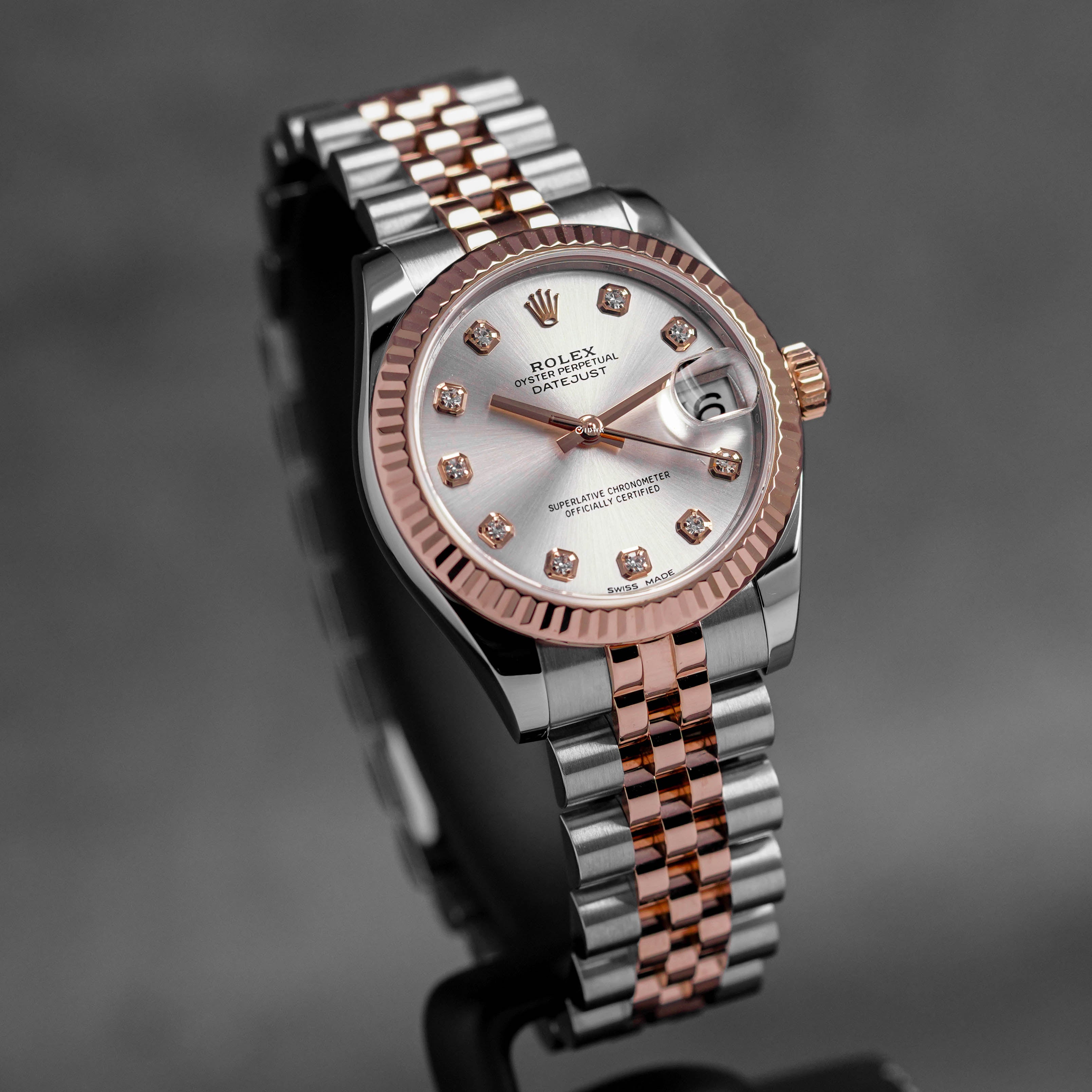 DATEJUST 31MM TWOTONE ROSEGOLD SILVER DIAMOND DIAL (2018)