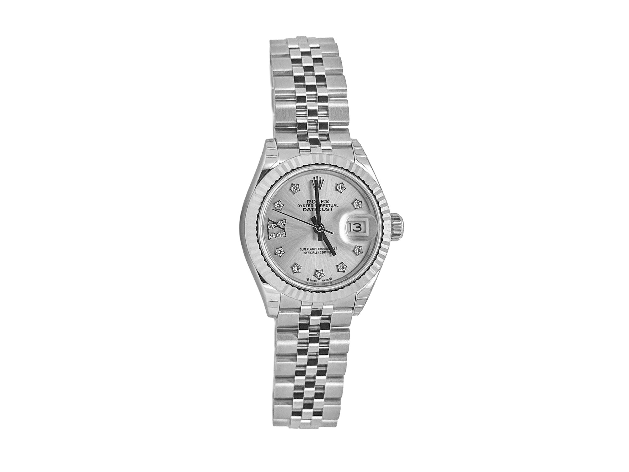 DATEJUST 28MM SILVER DIAMOND STAR DIAL DIAMOND ON IX (2025)