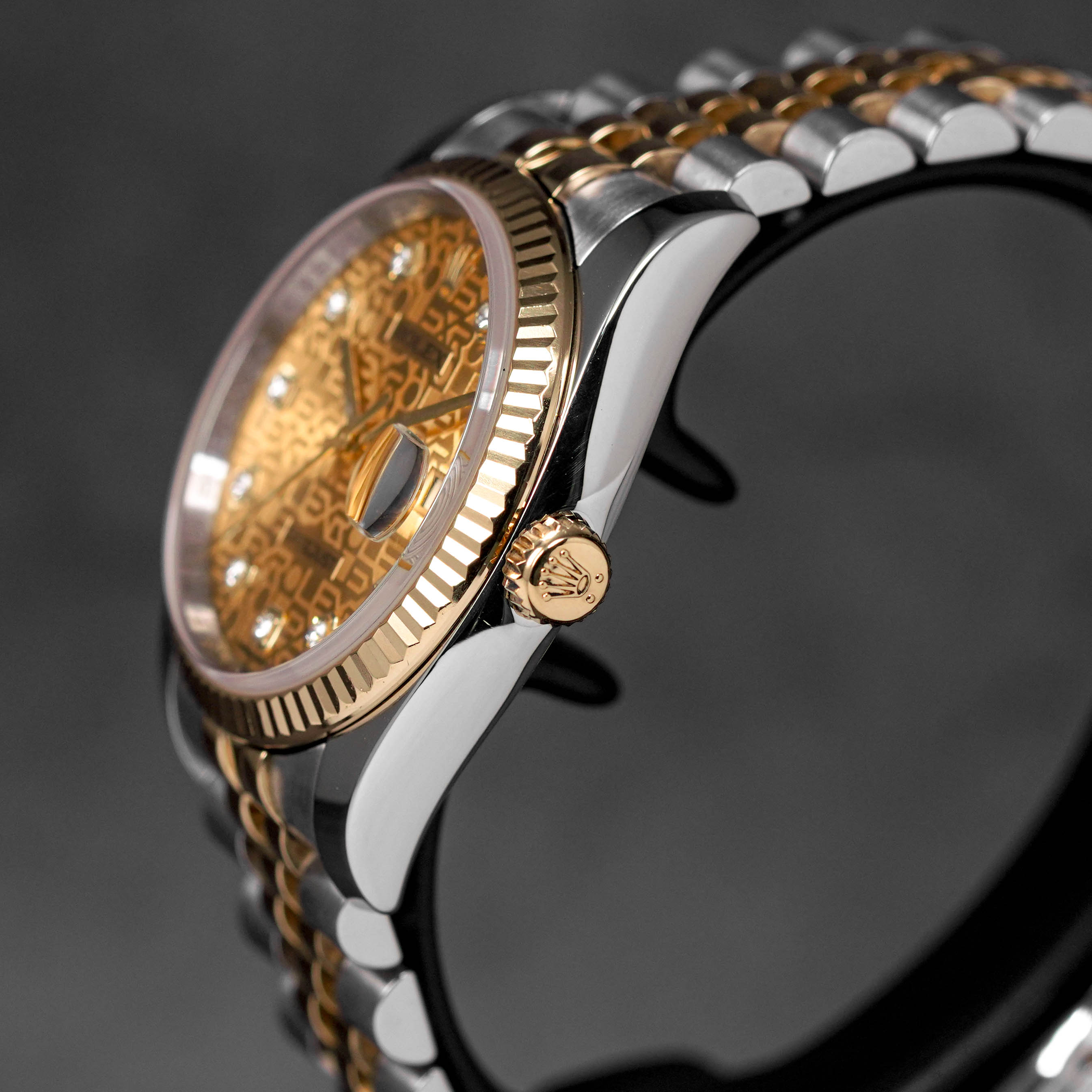 DATEJUST 36MM TWOTONE YELLOWGOLD COMPUTERIZED CHAMPAGNE DIAMOND DIAL (2019)