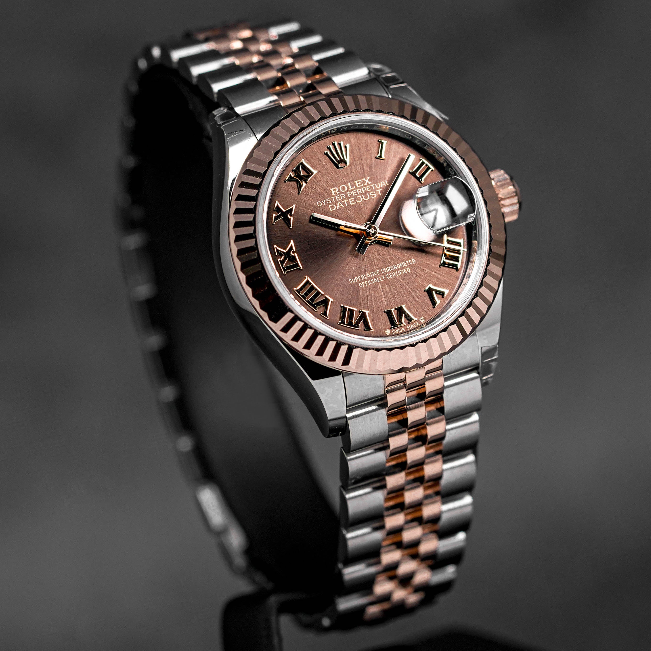 DATEJUST 28MM TWOTONE ROSEGOLD CHOCO ROMAN DIAL (2024)