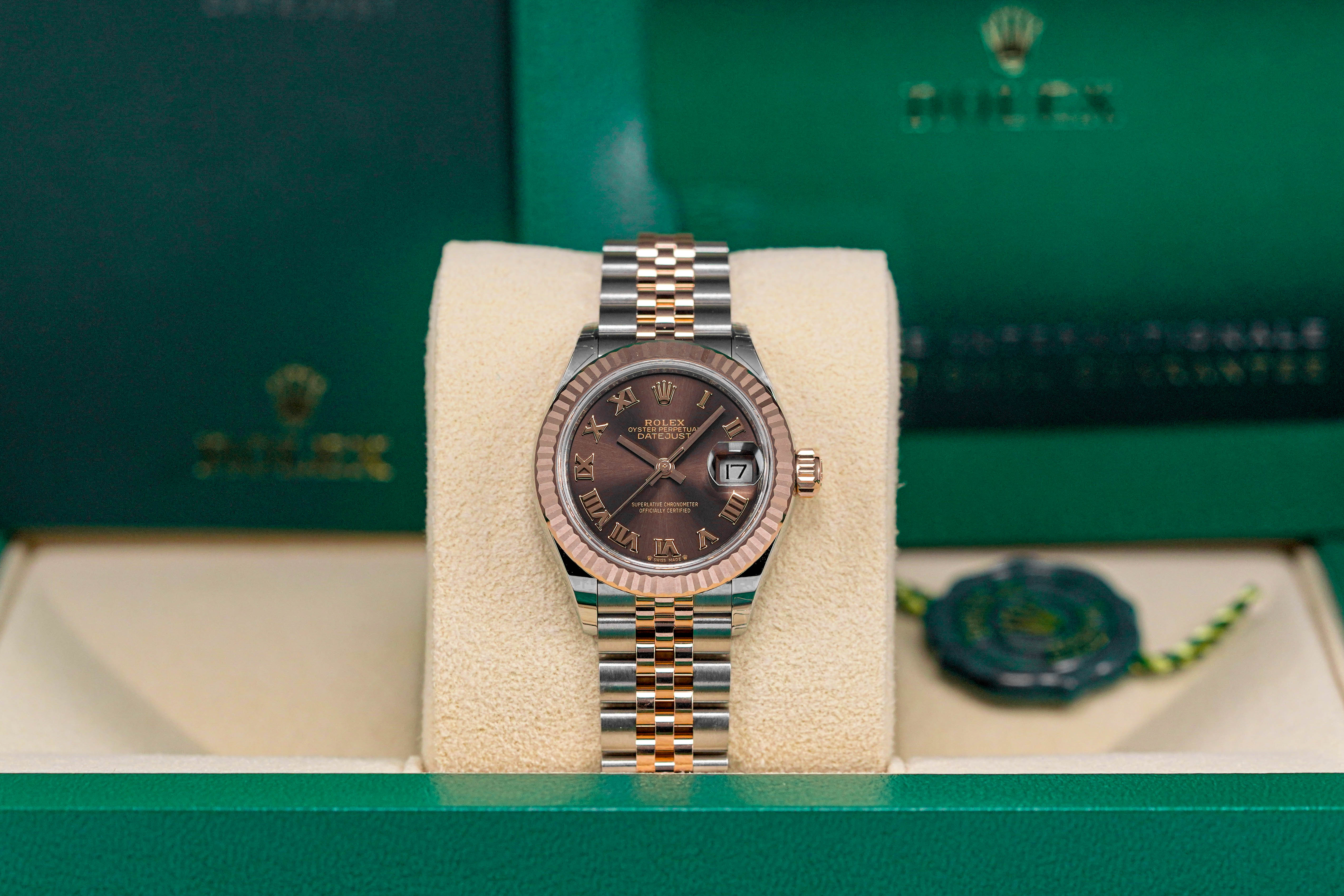 DATEJUST 28MM TWOTONE ROSEGOLD CHOCO ROMAN DIAL (2024)