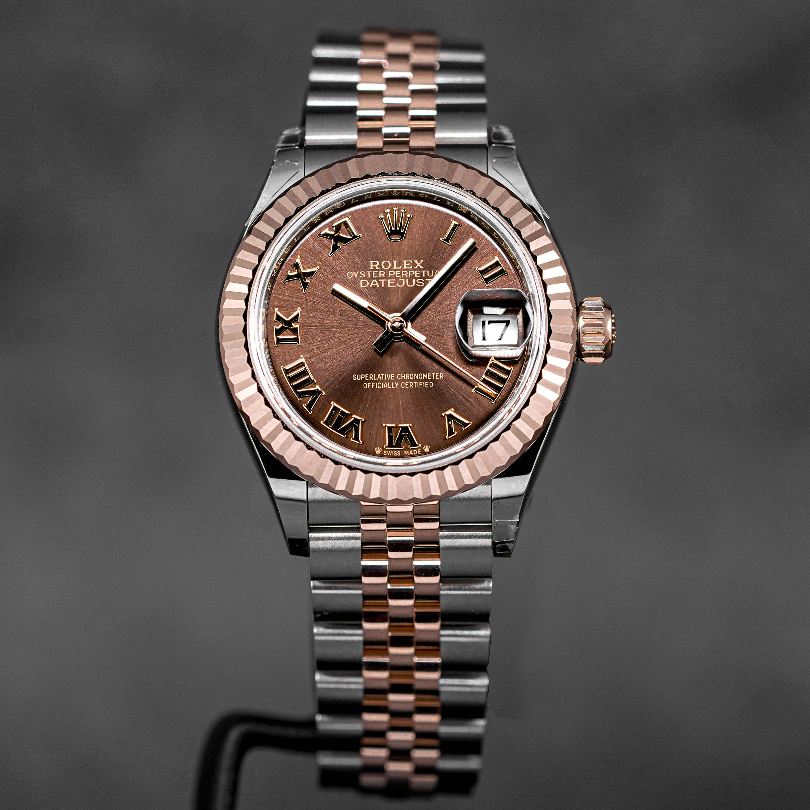 DATEJUST 28MM TWOTONE ROSEGOLD CHOCO ROMAN DIAL (2024)