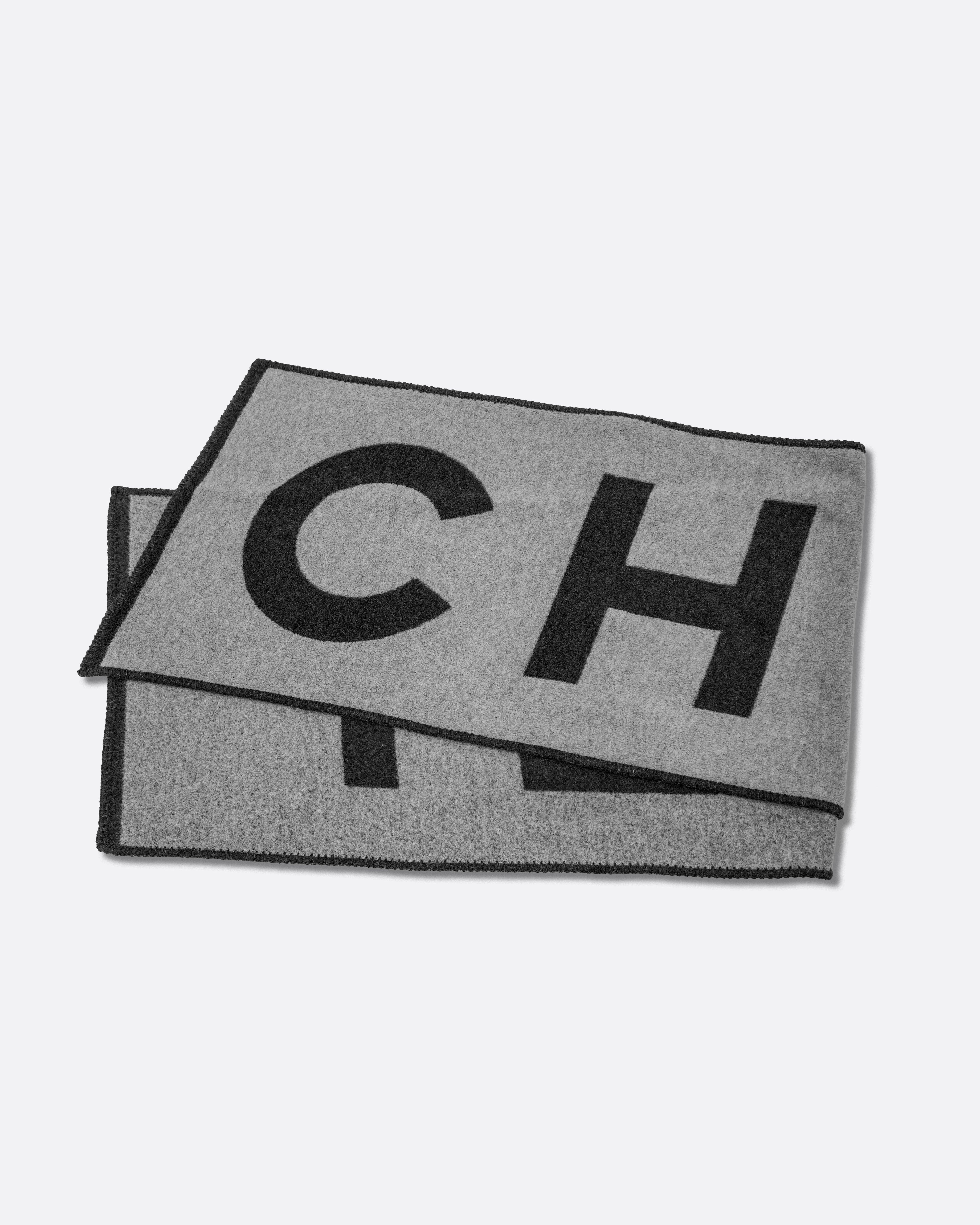 LOGO SHAWL SILK × CASHMERE GRAY