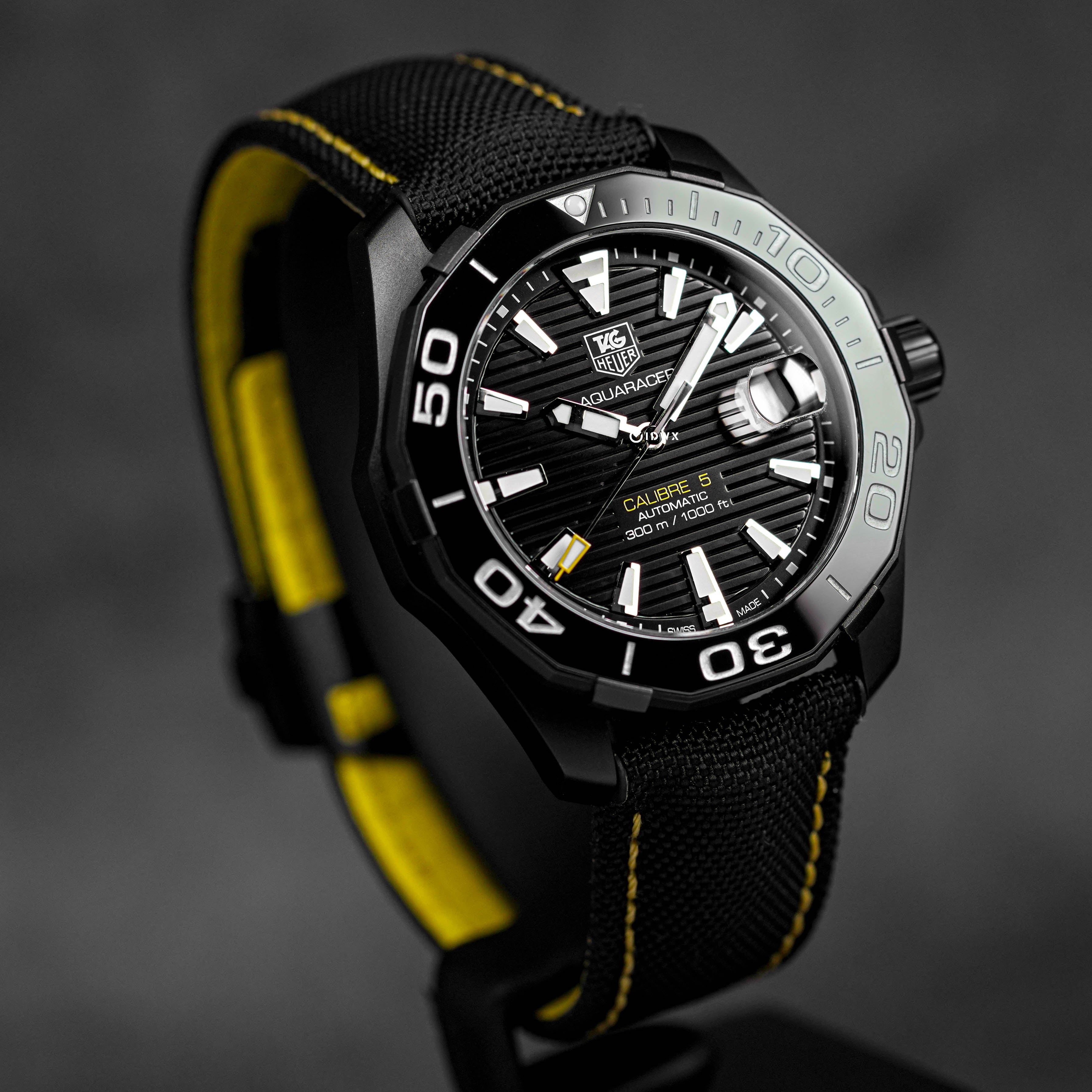 AQUARACER 300M STEEL BLACK CANVAS STRAP (2022)