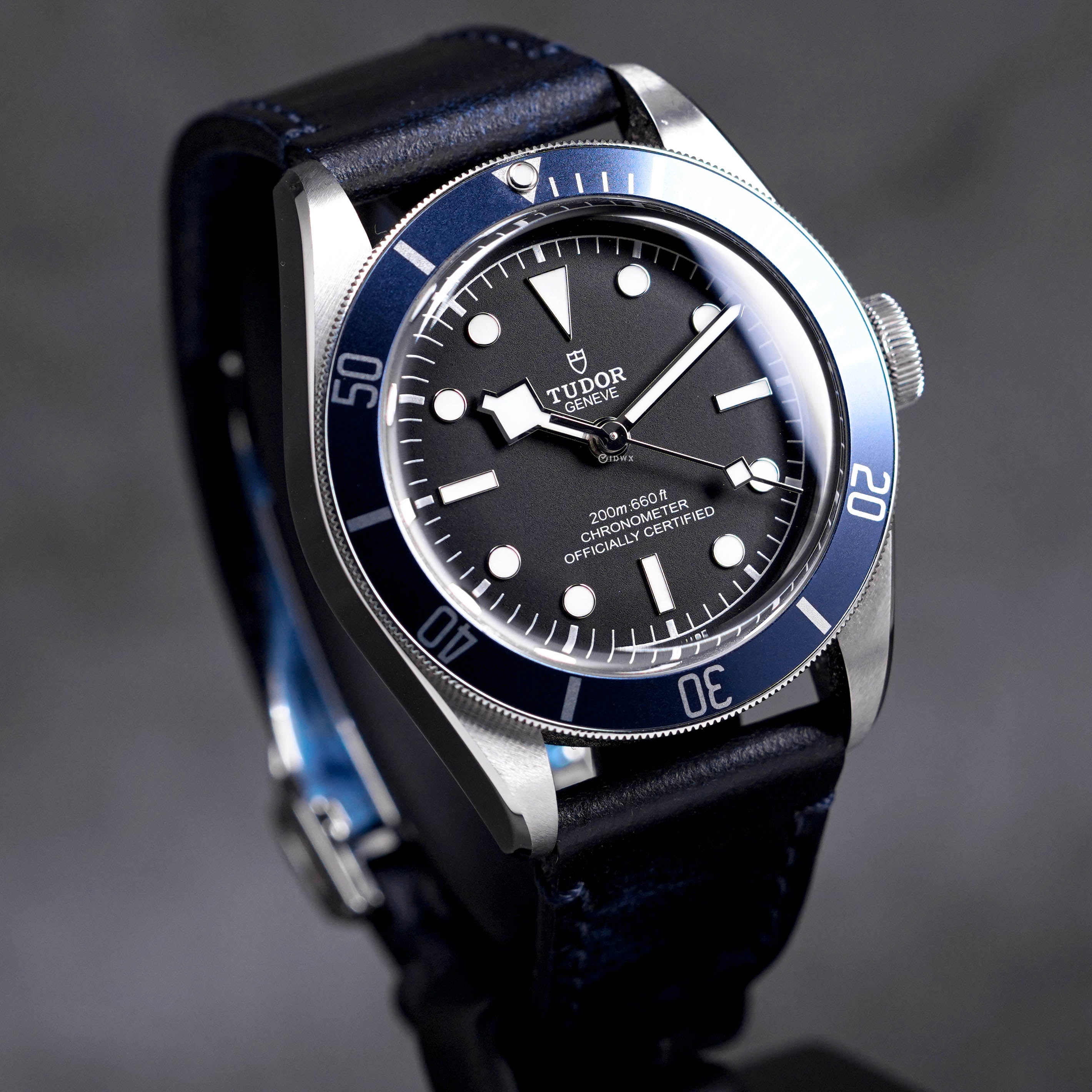 HERITAGE BLACK BAY 41 BLUE BEZEL LEATHER STRAP (2023)