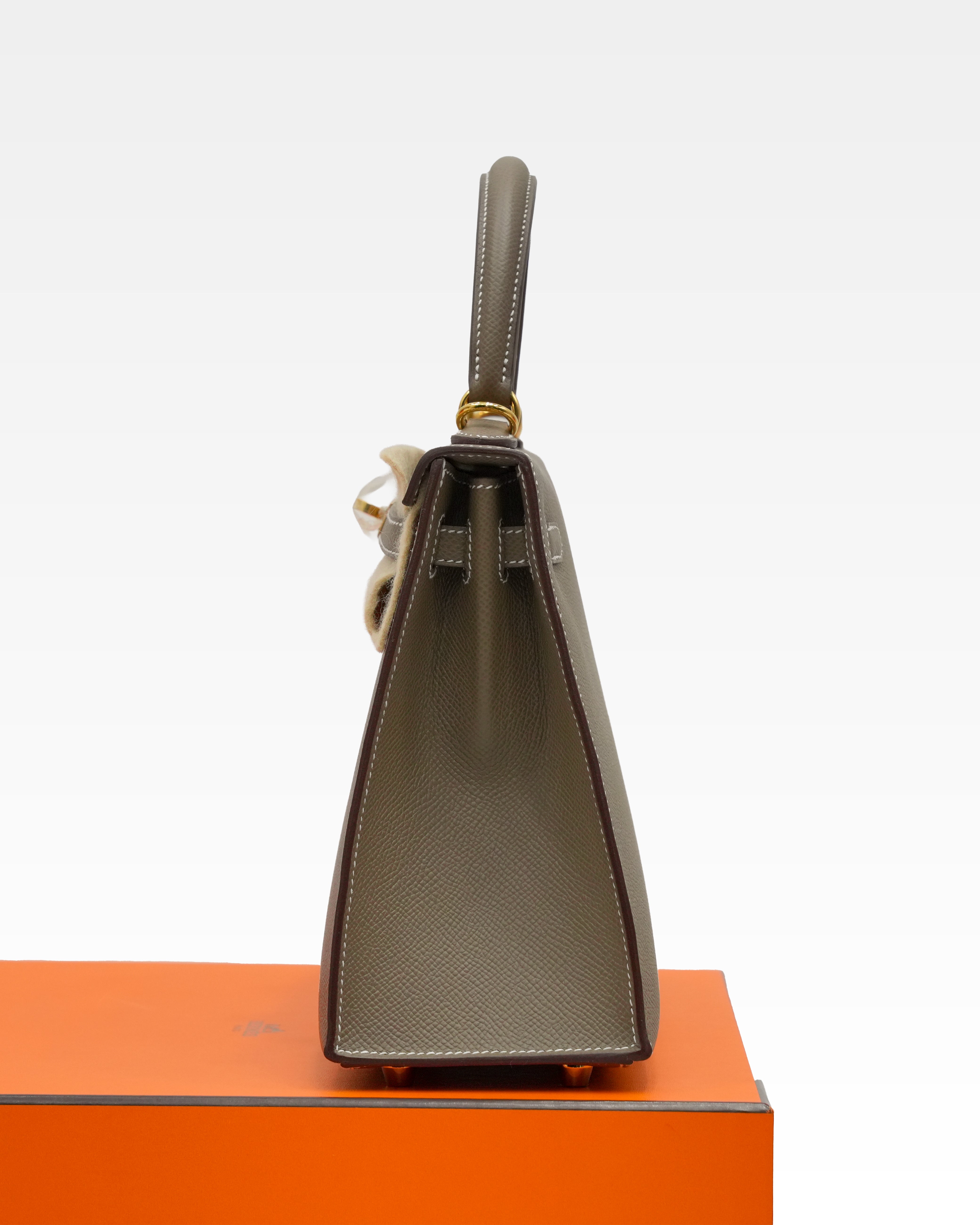 KELLY SELLIER 25 ETOUPE GOLD HARDWARE STAMP W