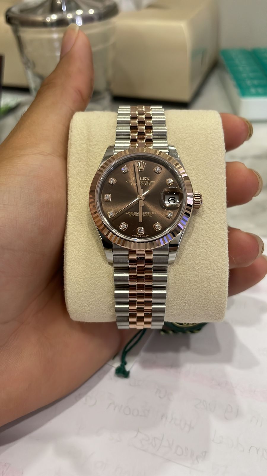 DATEJUST 31MM TWOTONE ROSEGOLD CHOCO DIAMOND DIAL (2023)