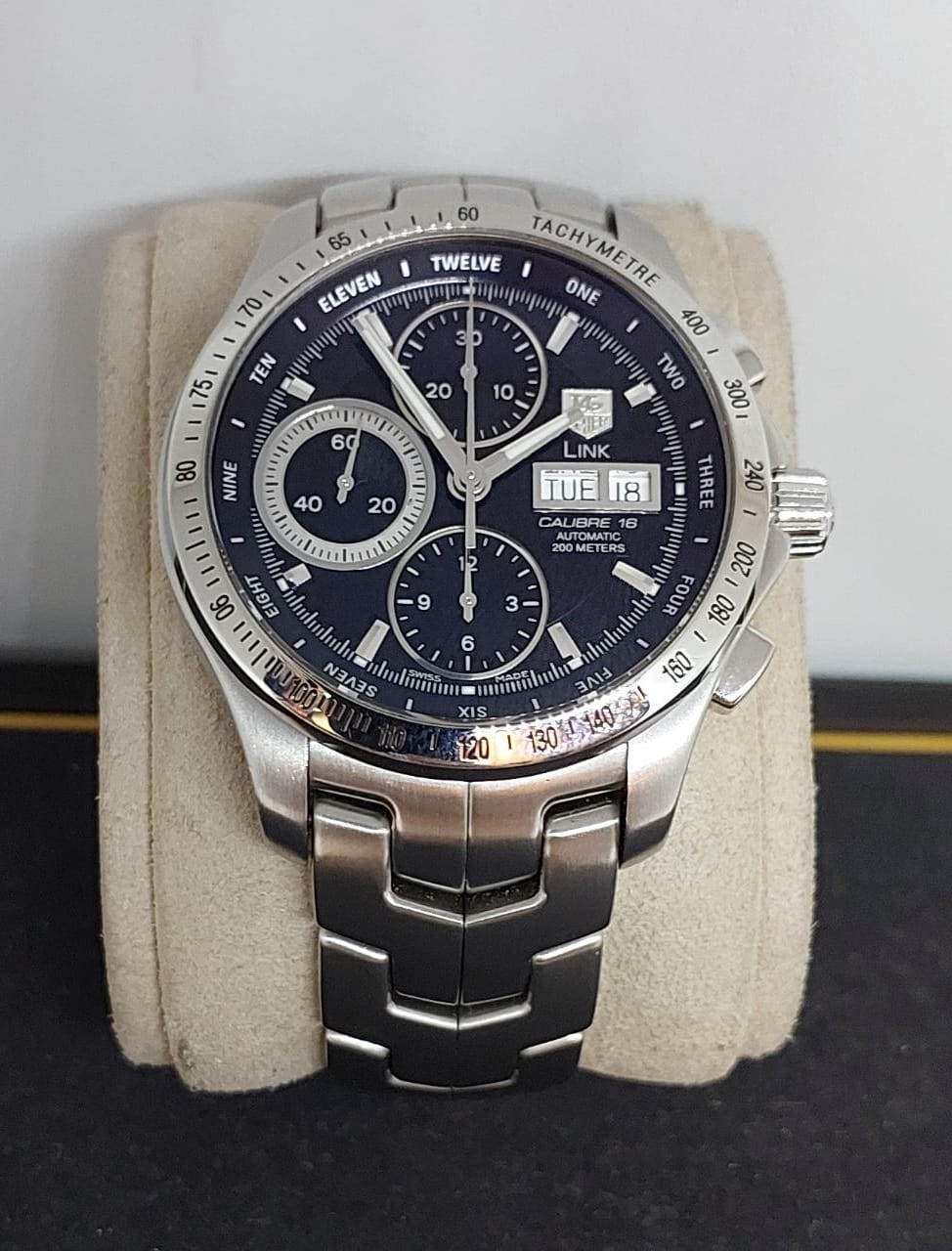 LINK DAY-DATE CHRONOGRAPH CALIBRE 16 BLACK DIAL (UNDATED)