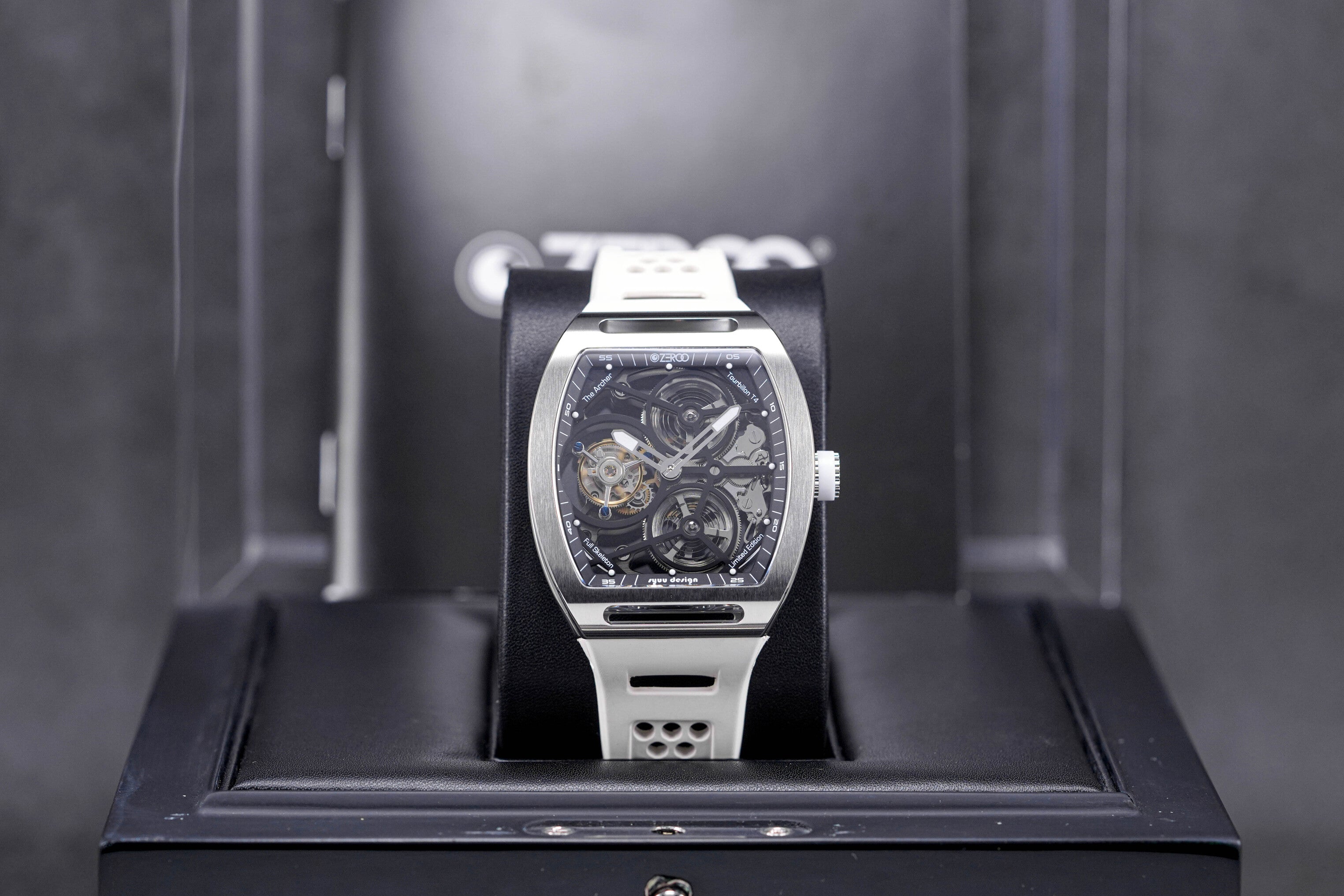 T4 THE ARCHER FULL SKELETON TOURBILLON STEEL WHITE RUBBER STRAP (2023)