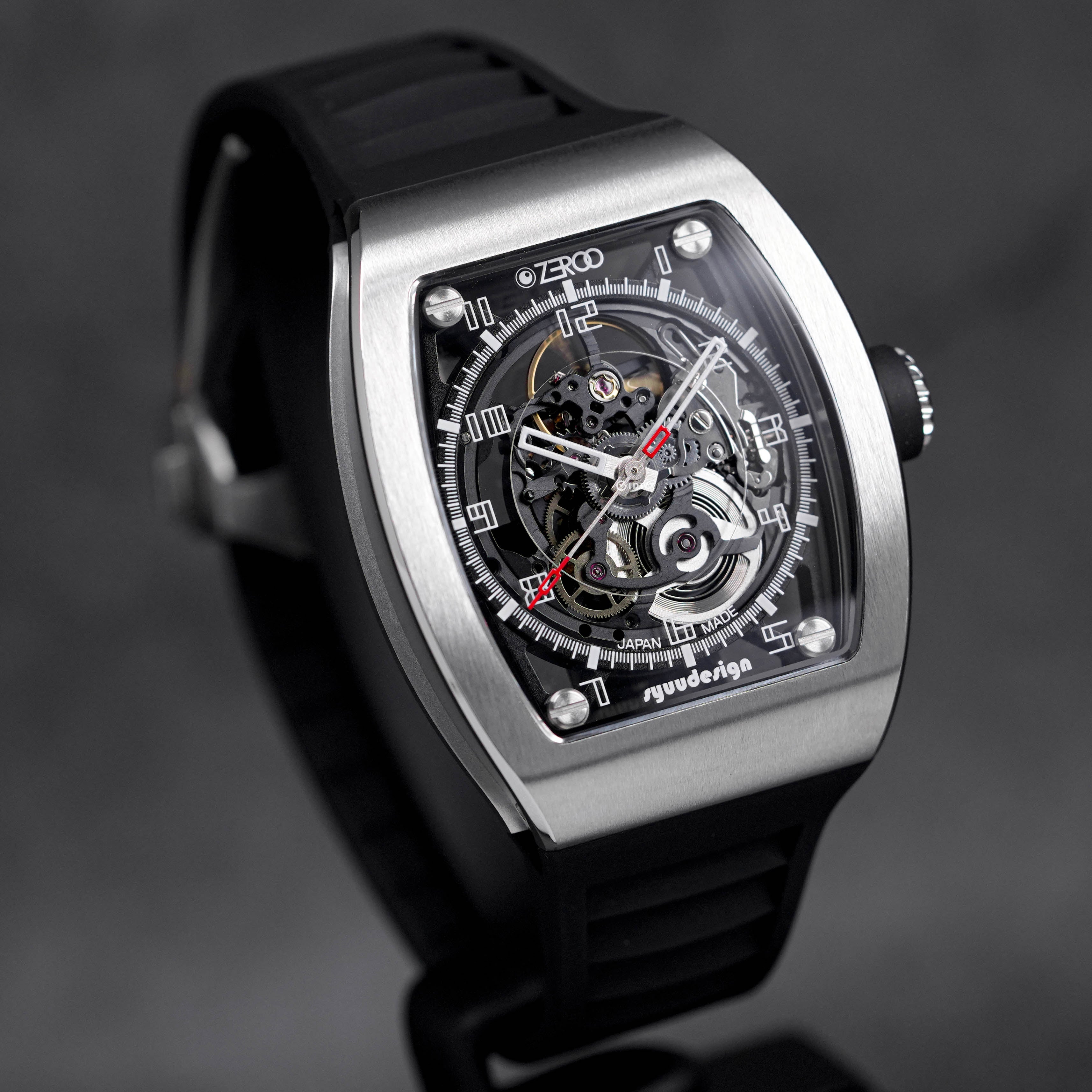 M2 THE SUBARU AUTOMATIC STEEL SKELETON BLACK RUBBER STRAP (2023)