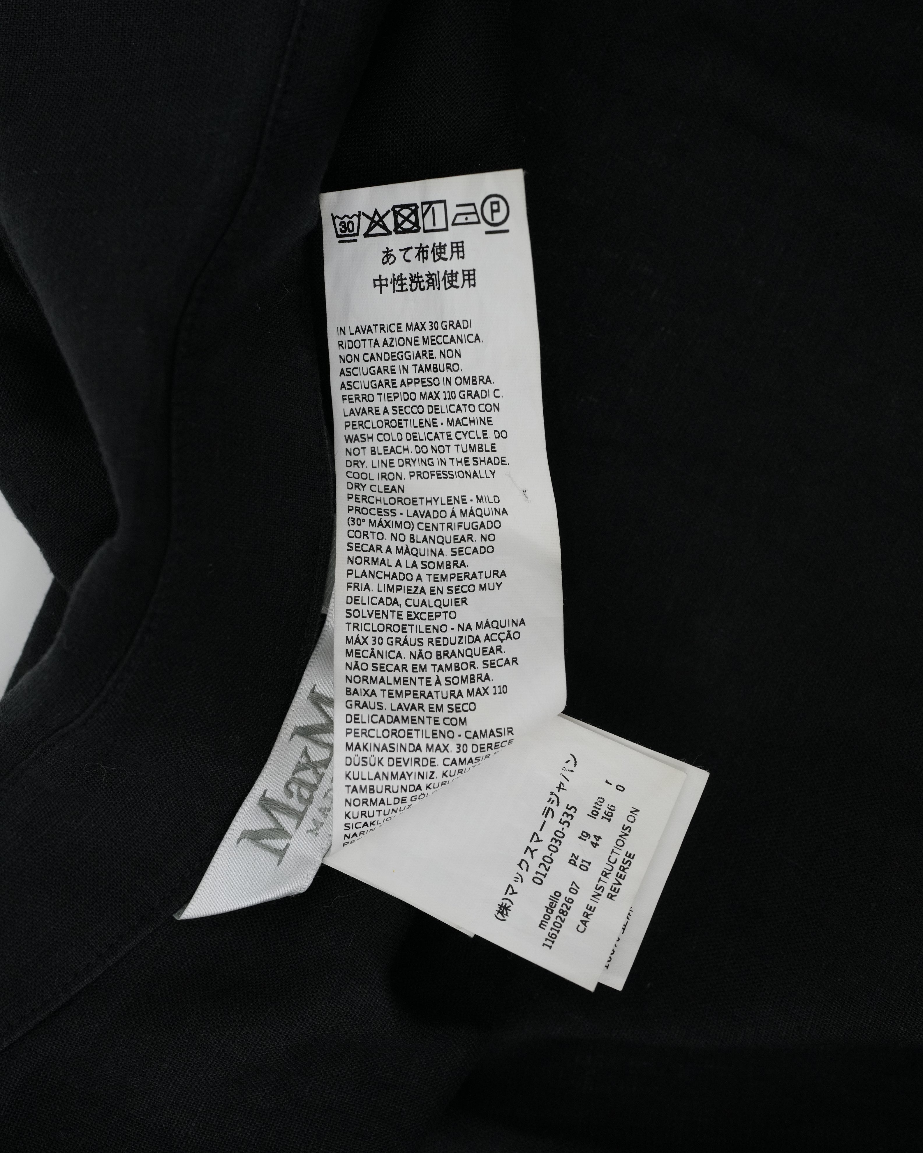 SLEEVELESS COLLARED LINEN BLOUSE BLACK SIZE 44