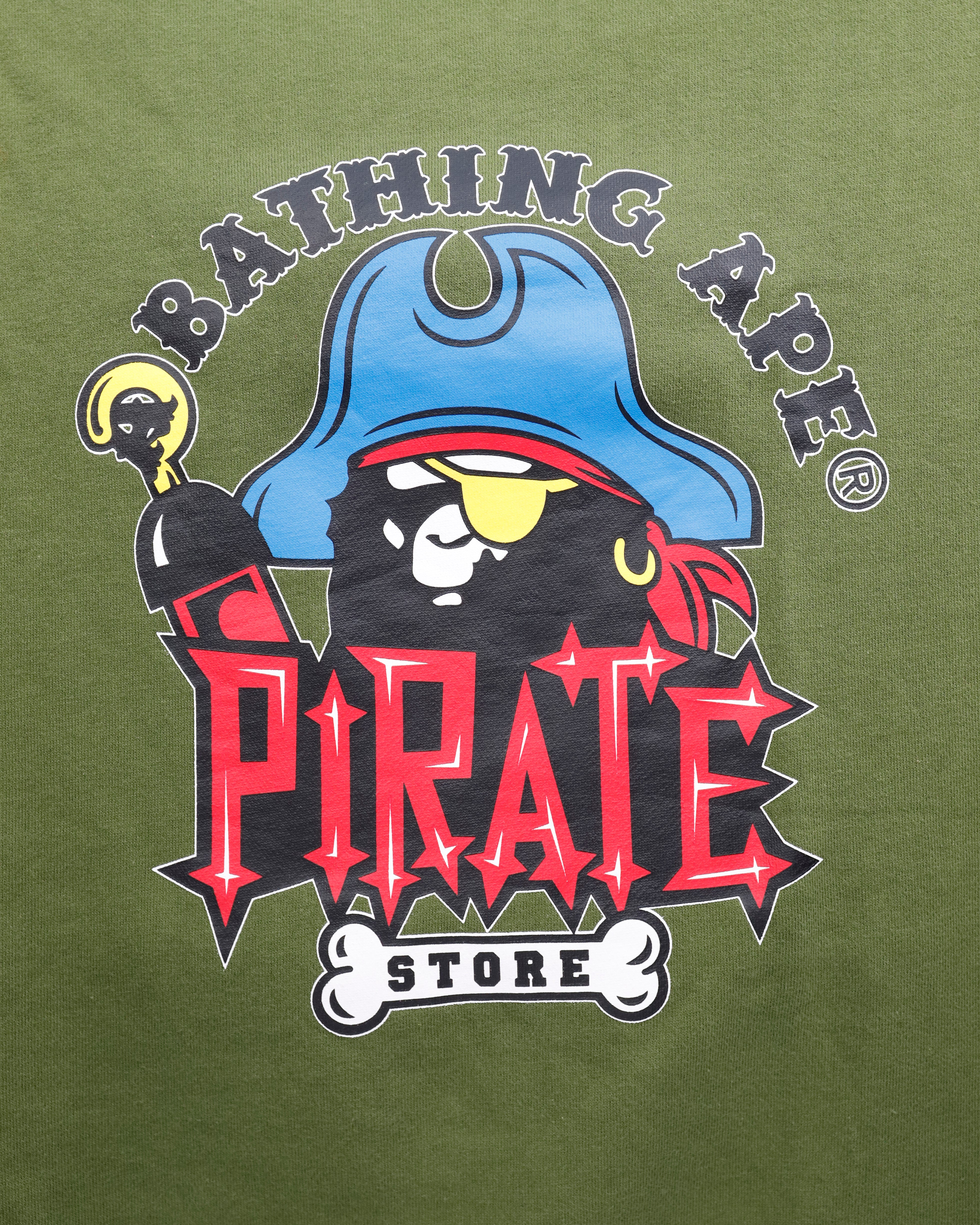CAPTAIN APE PIRATE SWEATSHIRT OLIVE GREEN SIZE 2XL