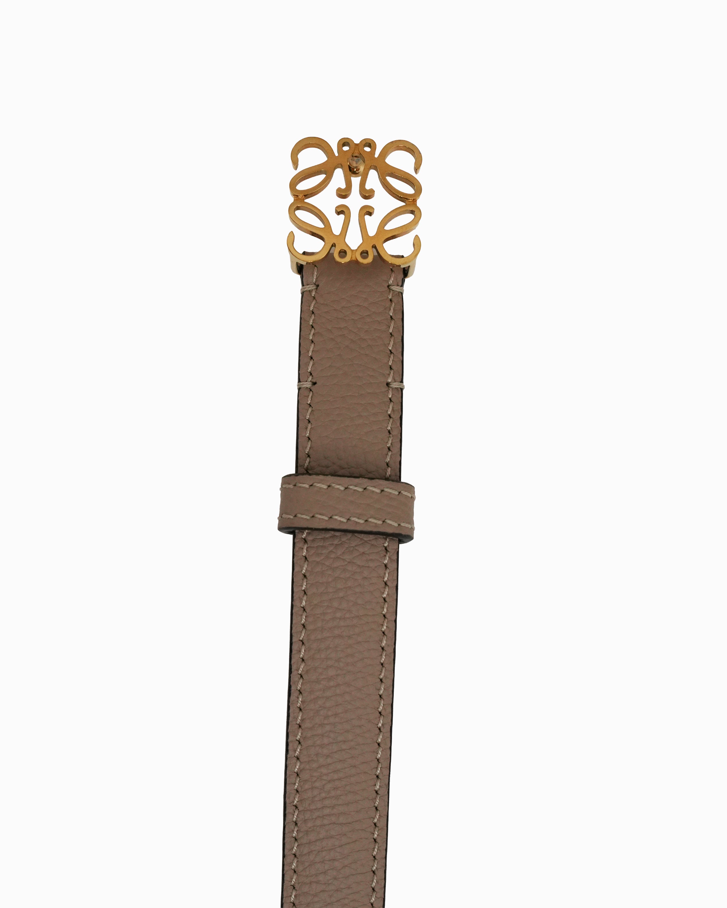 ANAGRAM IN PEBBLE GRAIN CALFSKIN BELT 20MM SAND/GOLD