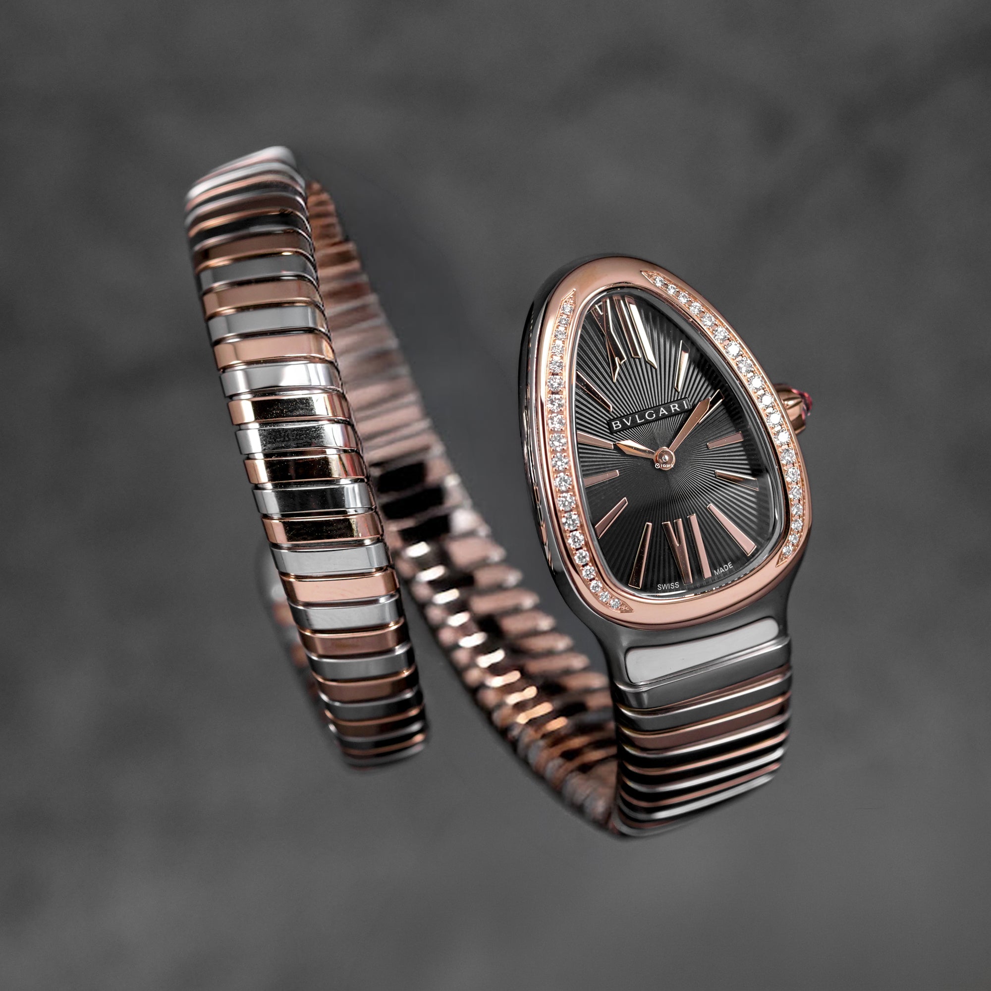 SERPENTI TUBOGAS TWOTONE ROSEGOLD BLACK DIAL DIAMOND BEZEL (2026)