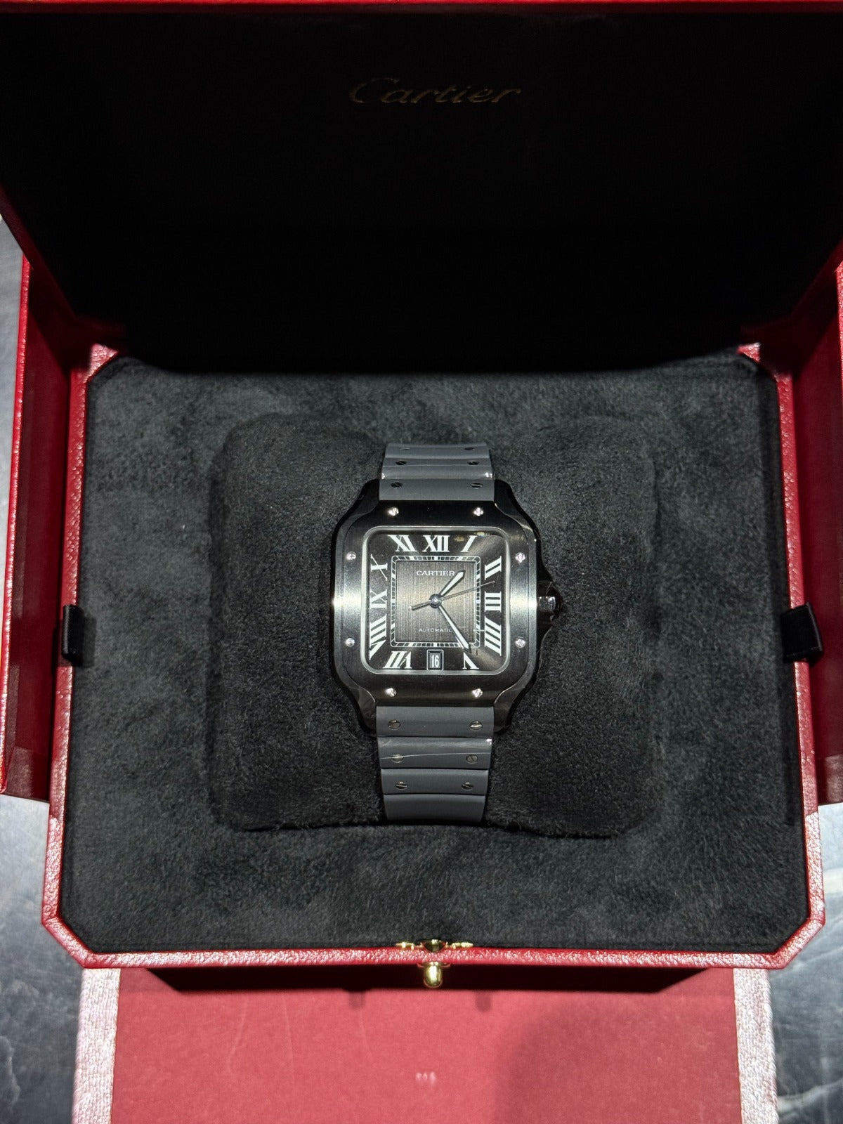 SANTOS L STEEL ADLC BLACK DIAL RUBBER STRAP (2026)