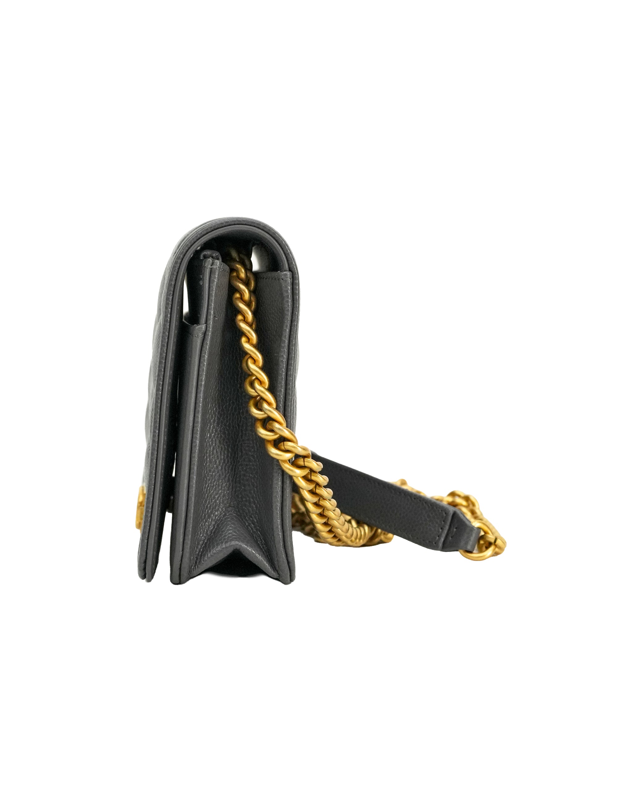 BOY WALLET ON CHAIN CAVIAR GREY GHW