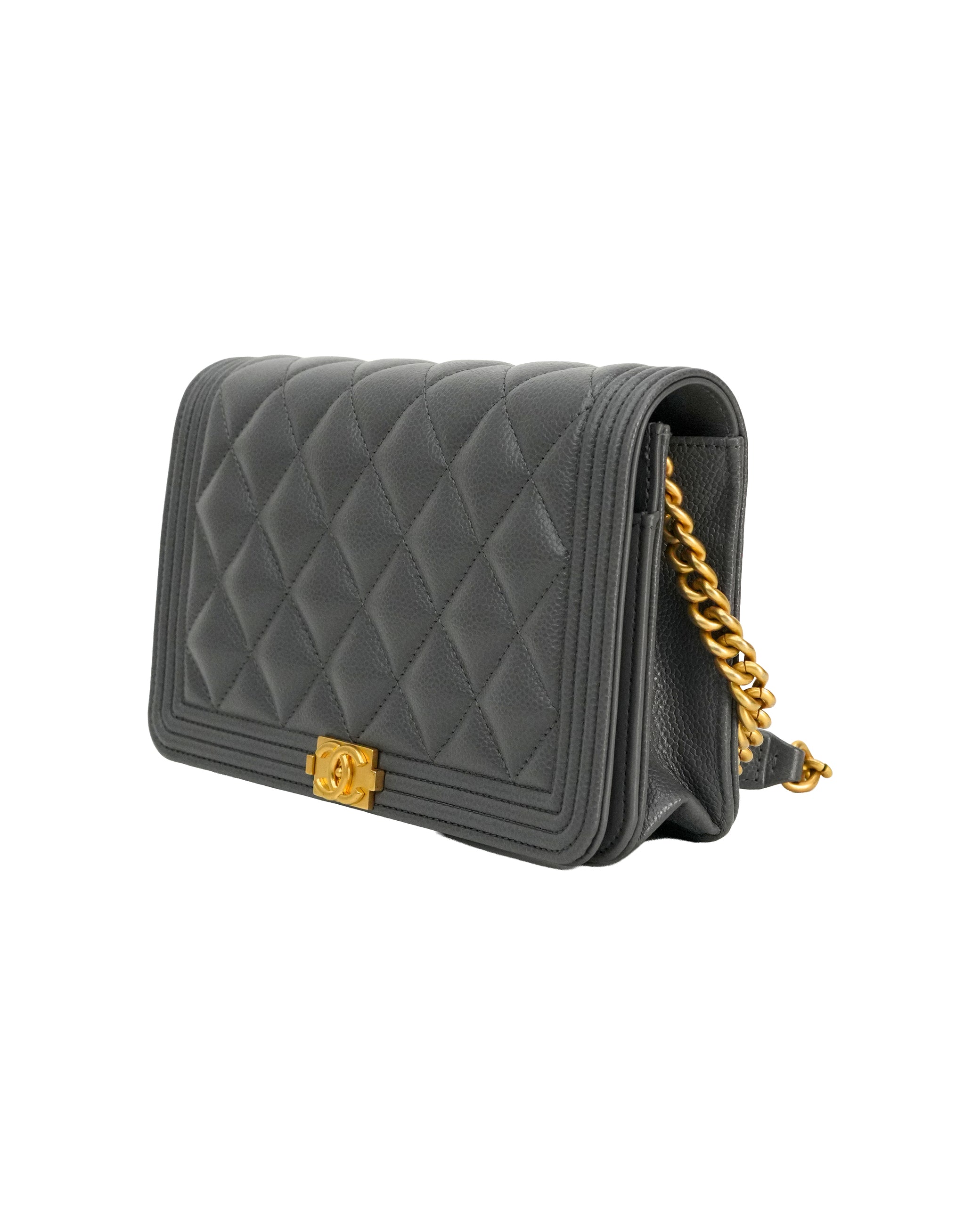 BOY WALLET ON CHAIN CAVIAR GREY GHW