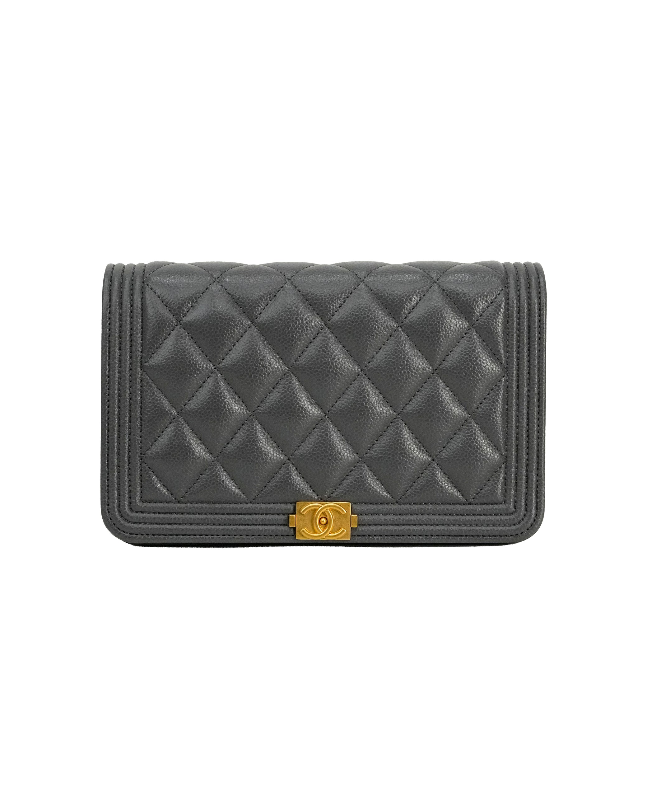 BOY WALLET ON CHAIN CAVIAR GREY GHW