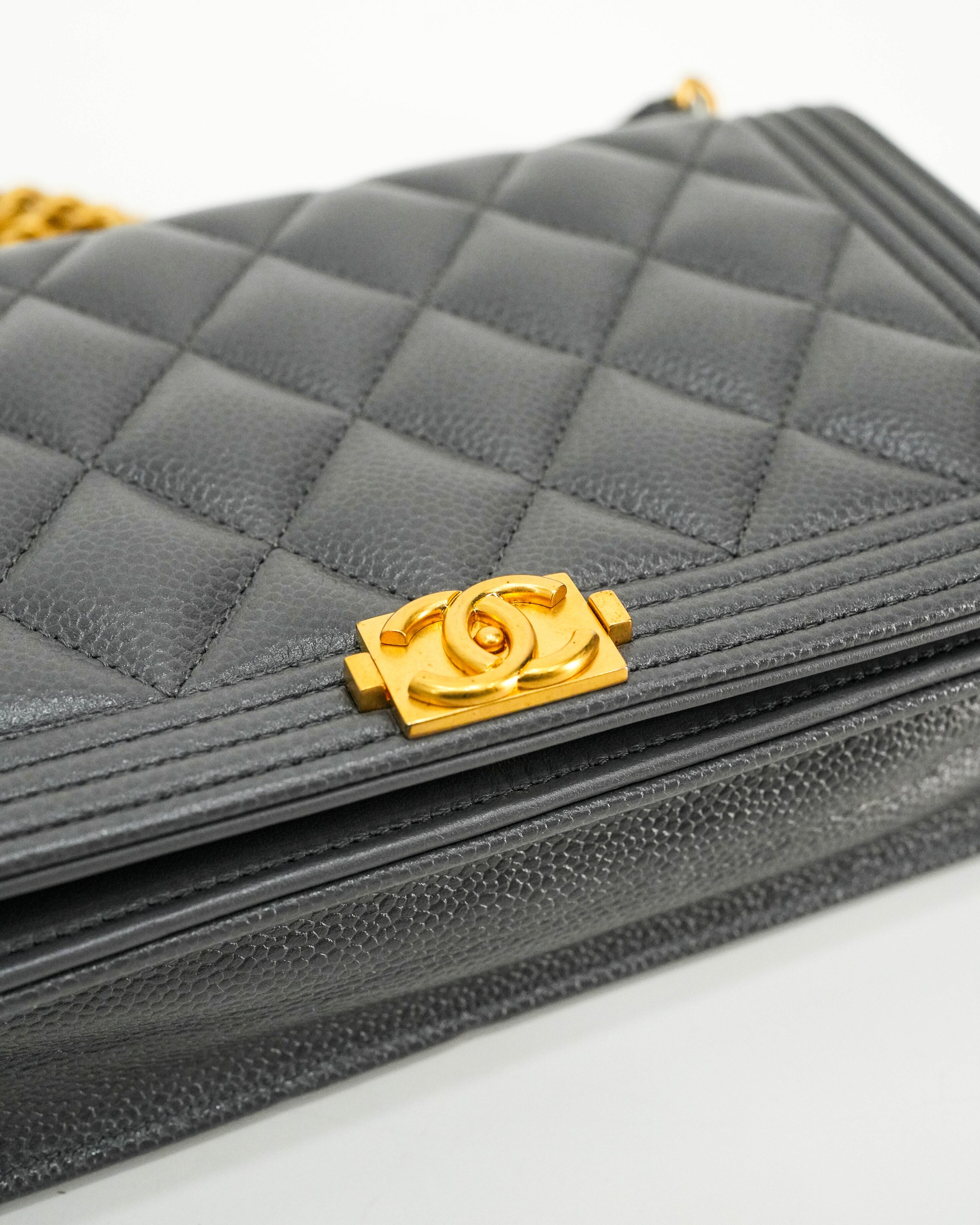 BOY WALLET ON CHAIN CAVIAR GREY GHW