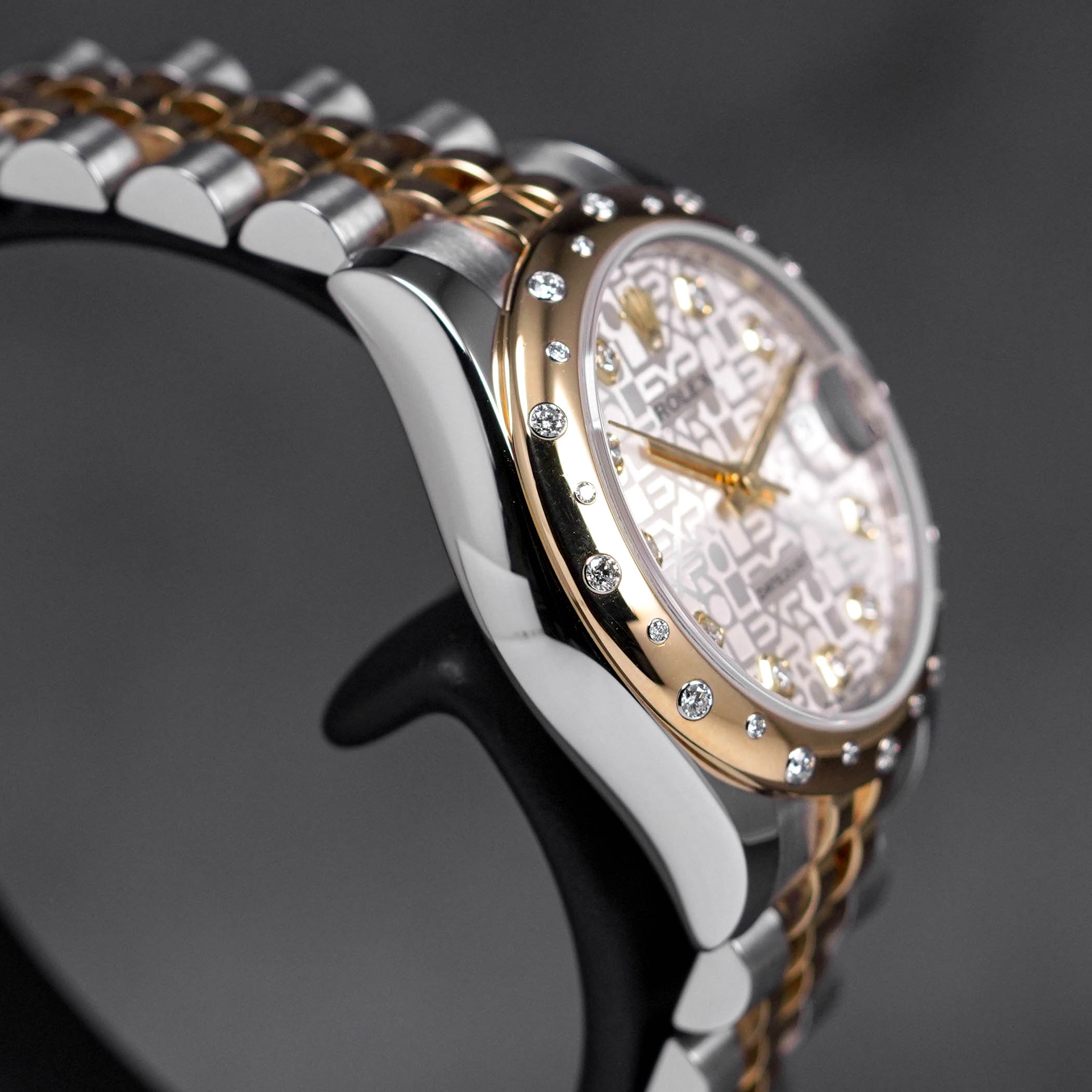 DATEJUST 31MM TWOTONE YELLOWGOLD COMPUTERIZED WHITE DIAMOND DIAL DOMED DIAMOND (2011)
