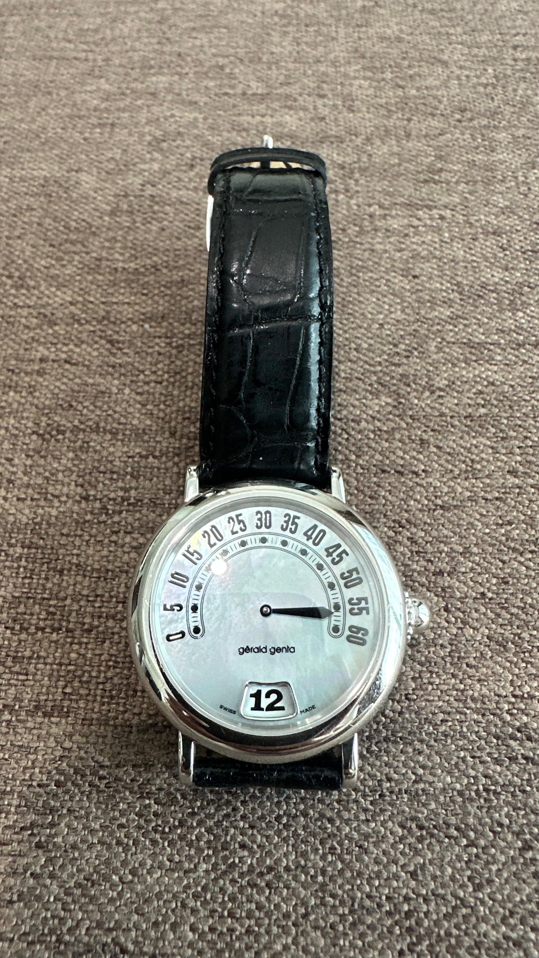 RETRO CLASSIC JUMP HOUR WHITEGOLD MOP DIAL (WATCH ONLY)