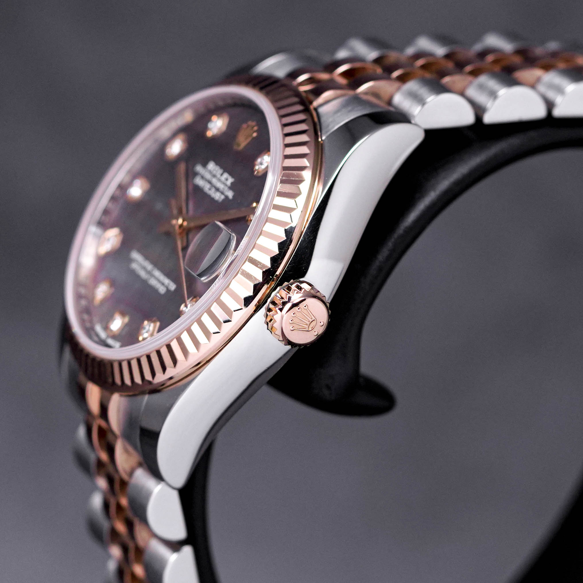DATEJUST 31MM TWOTONE ROSEGOLD BLACK MOP DIAMOND DIAL (2016)
