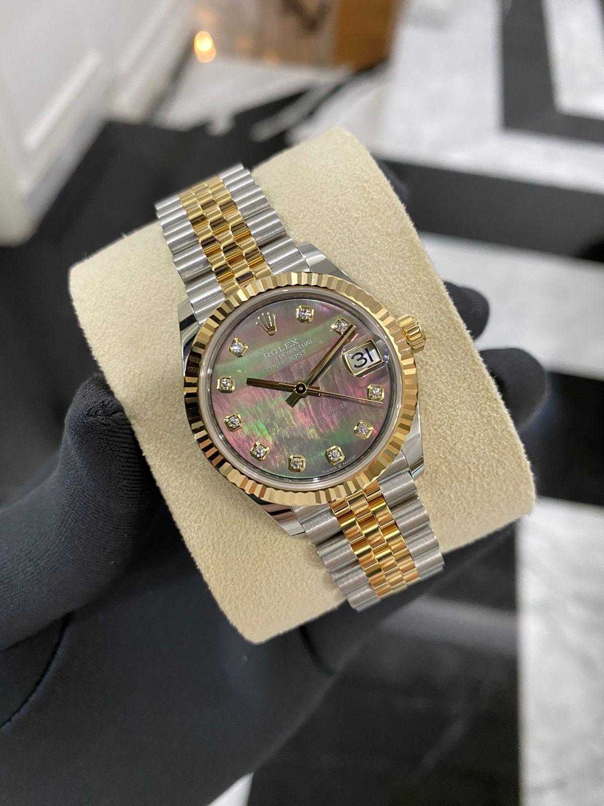 DATEJUST 31MM TWOTONE YELLOWGOLD BLACK MOP DIAMOND DIAL (2025)