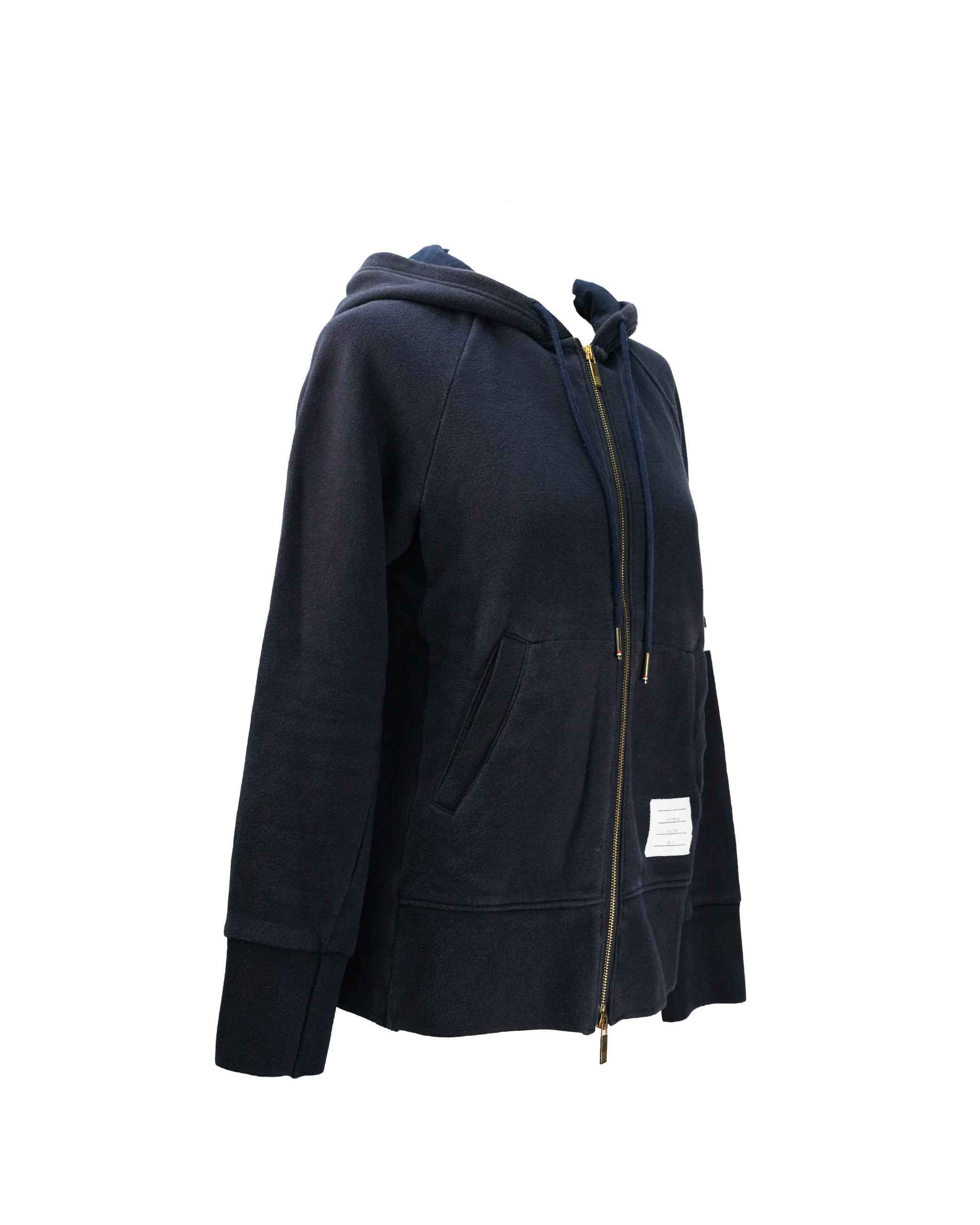 4-BAR ZIP-UP COTTON HOODIE SIZE 3 NAVY BLUE