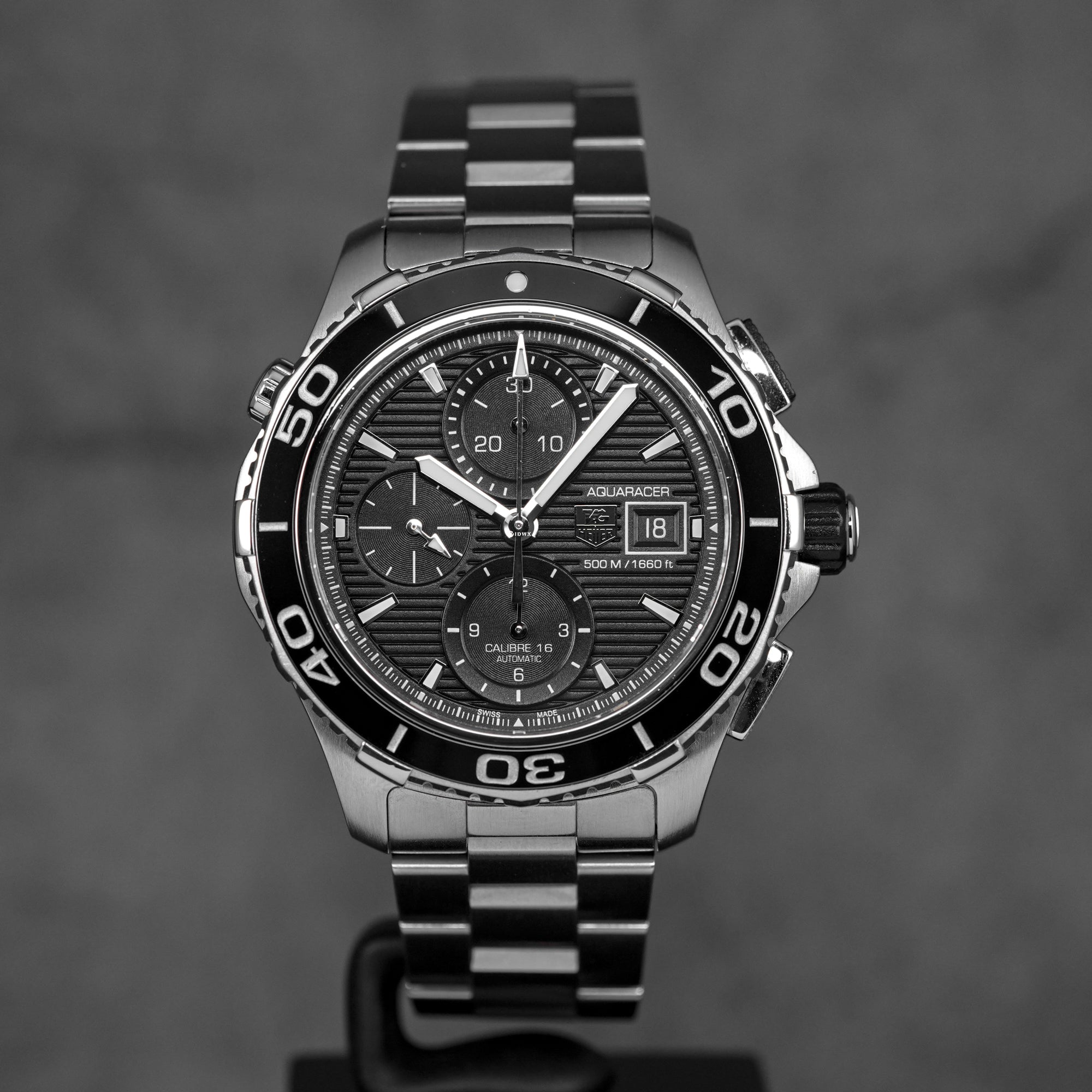 AQUARACER 500M CALIBRE 16 CHRONOGRAPH BLACK DIAL (2015)