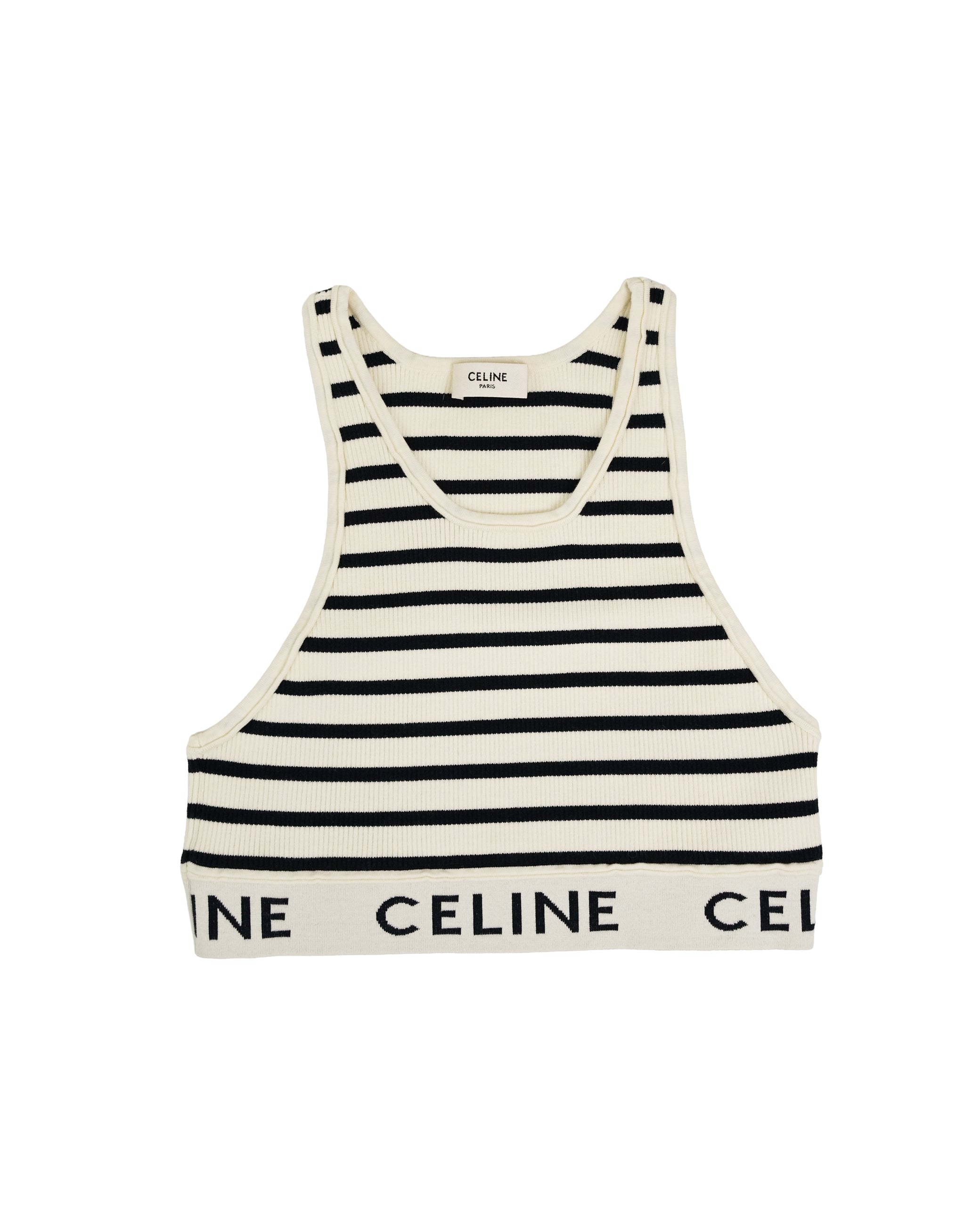 CELINE TANK TOP WHITE WITH BLACK STRIPES SIZE S CELINE TANK TOP WHITE WITH BLACK STRIPES SIZE S