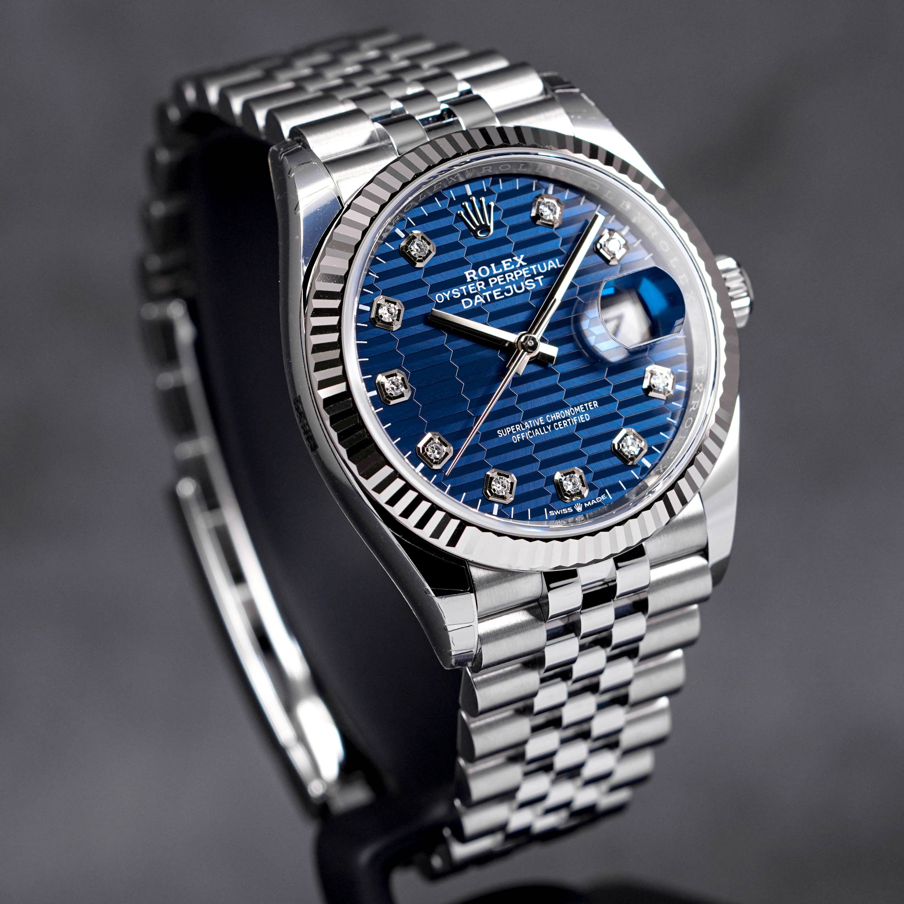 DATEJUST 36MM BLUE FLUTED DIAL DIAMOND INDEX (2023)