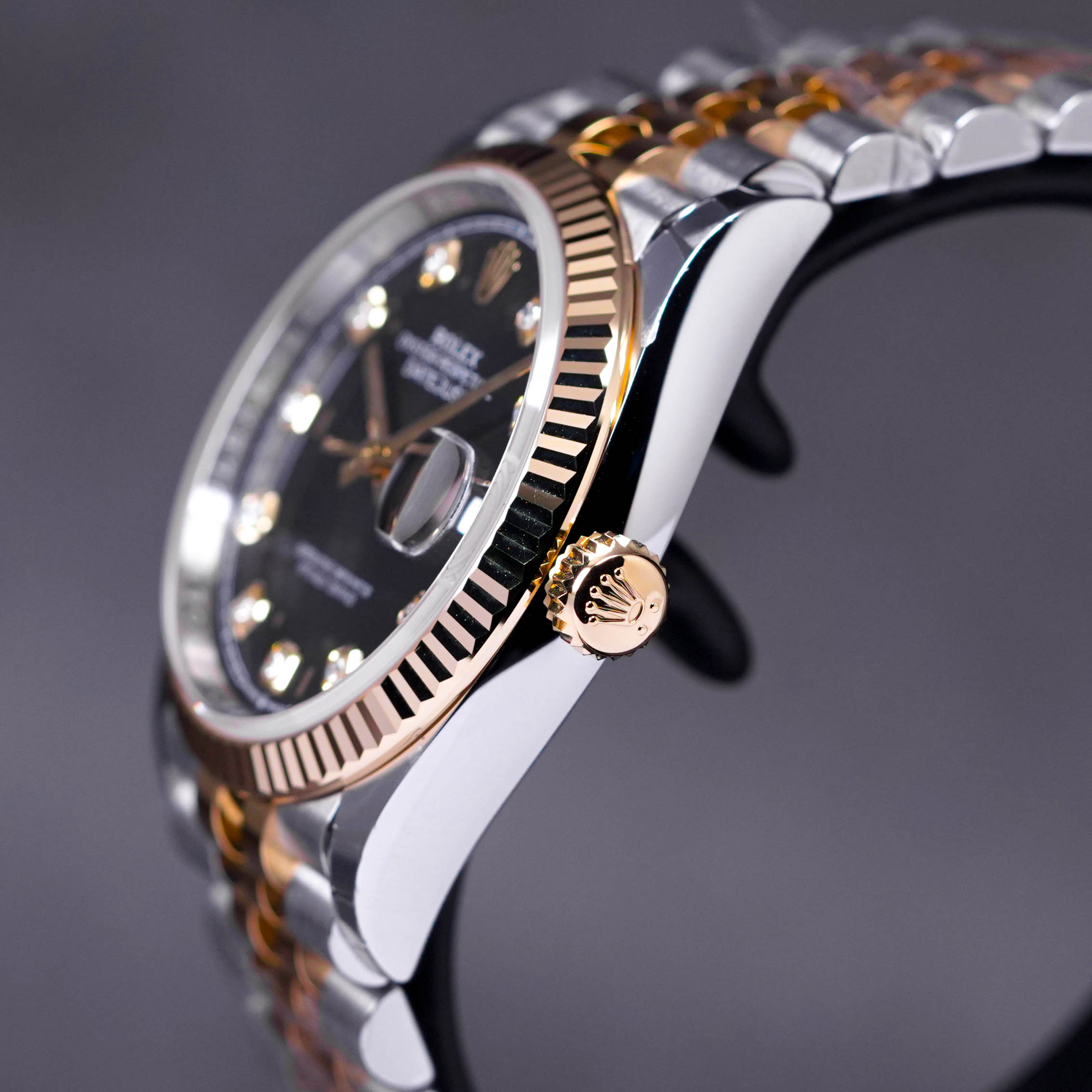 DATEJUST 36MM TWOTONE YELLOWGOLD BLACK DIAMOND DIAL (2022)