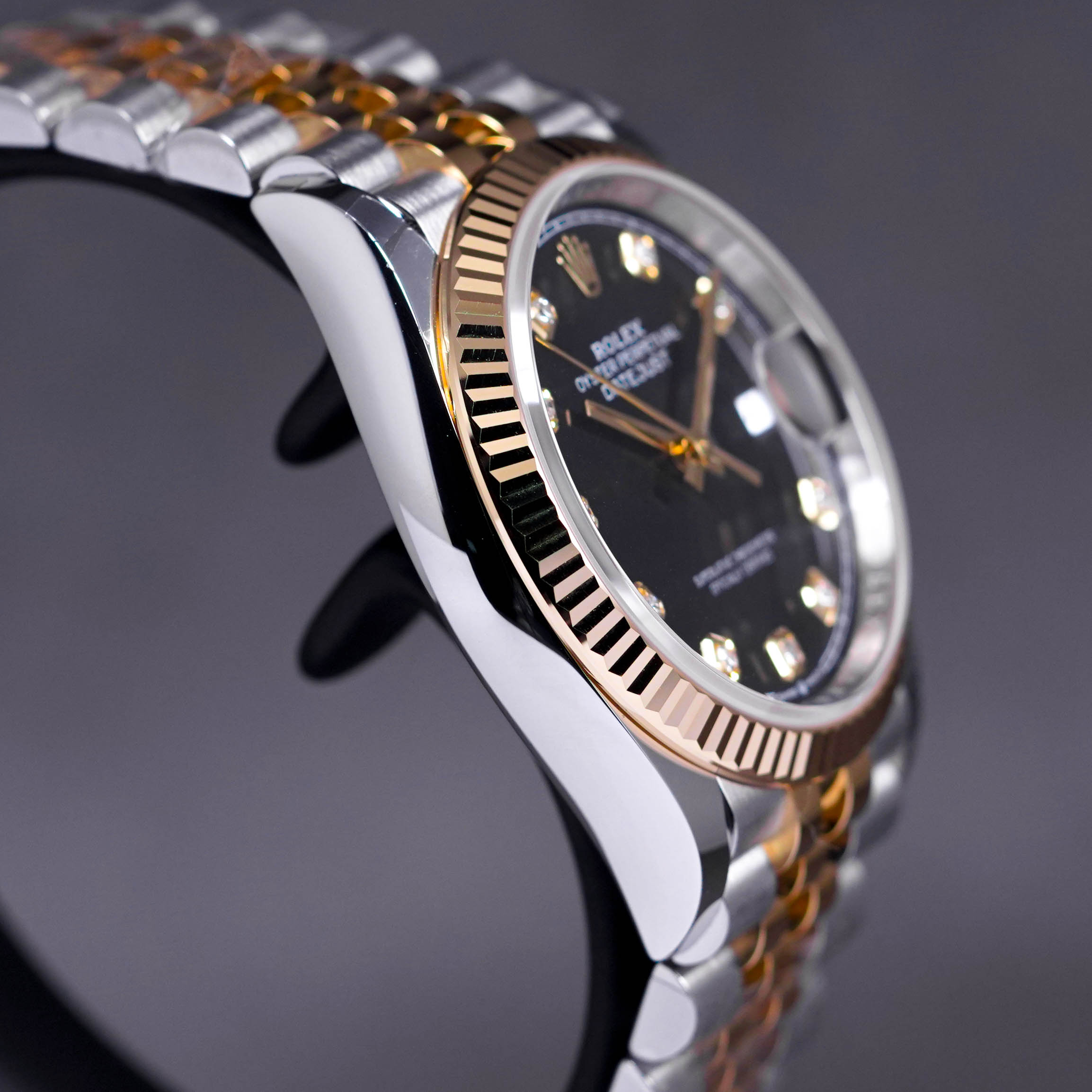 DATEJUST 36MM TWOTONE YELLOWGOLD BLACK DIAMOND DIAL (2022)
