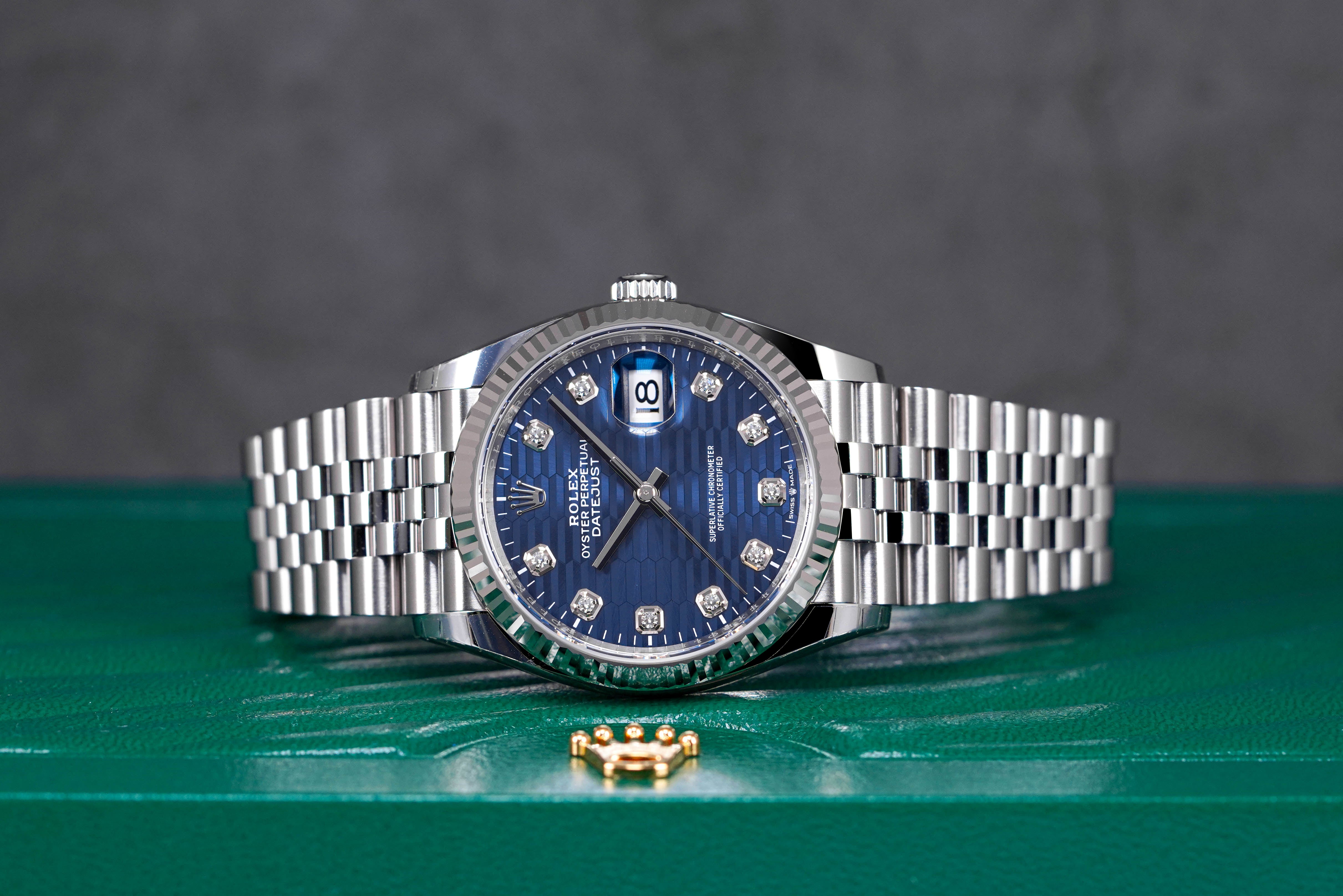 DATEJUST 36MM BLUE FLUTED DIAL DIAMOND INDEX (2023)