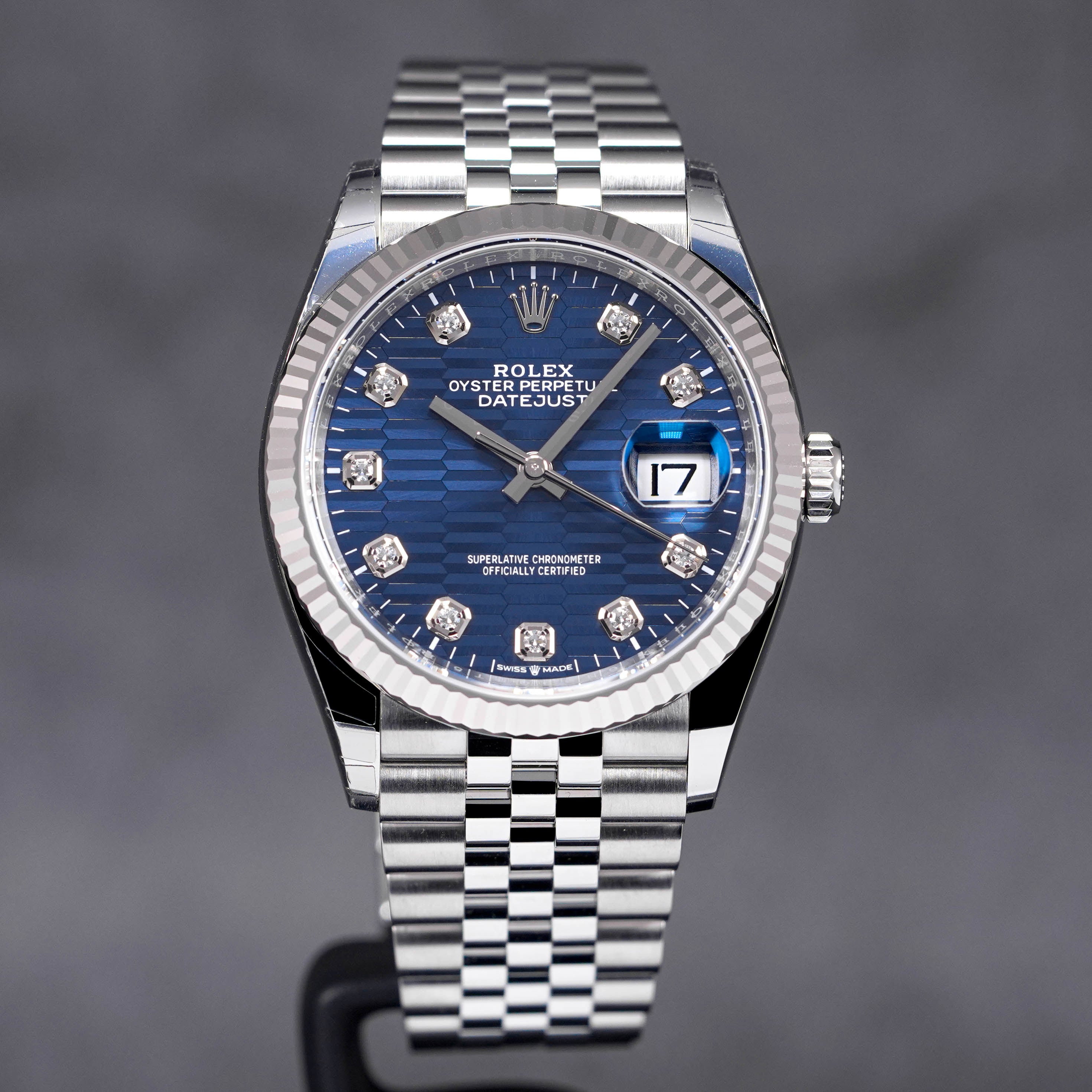 DATEJUST 36MM BLUE FLUTED DIAL DIAMOND INDEX (2023)