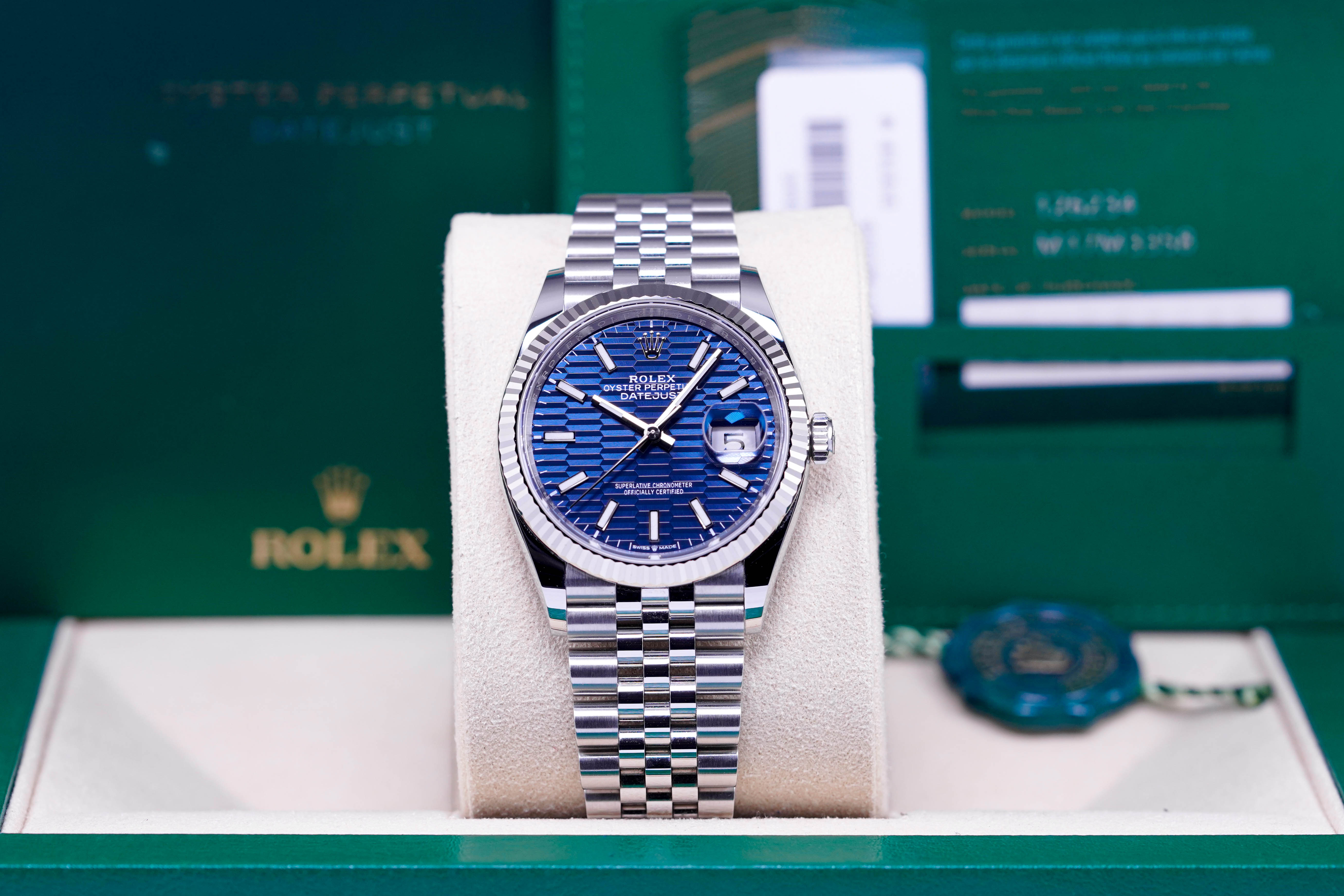 DATEJUST 36MM BLUE FLUTED DIAL FLUTED JUBILEE (2021)