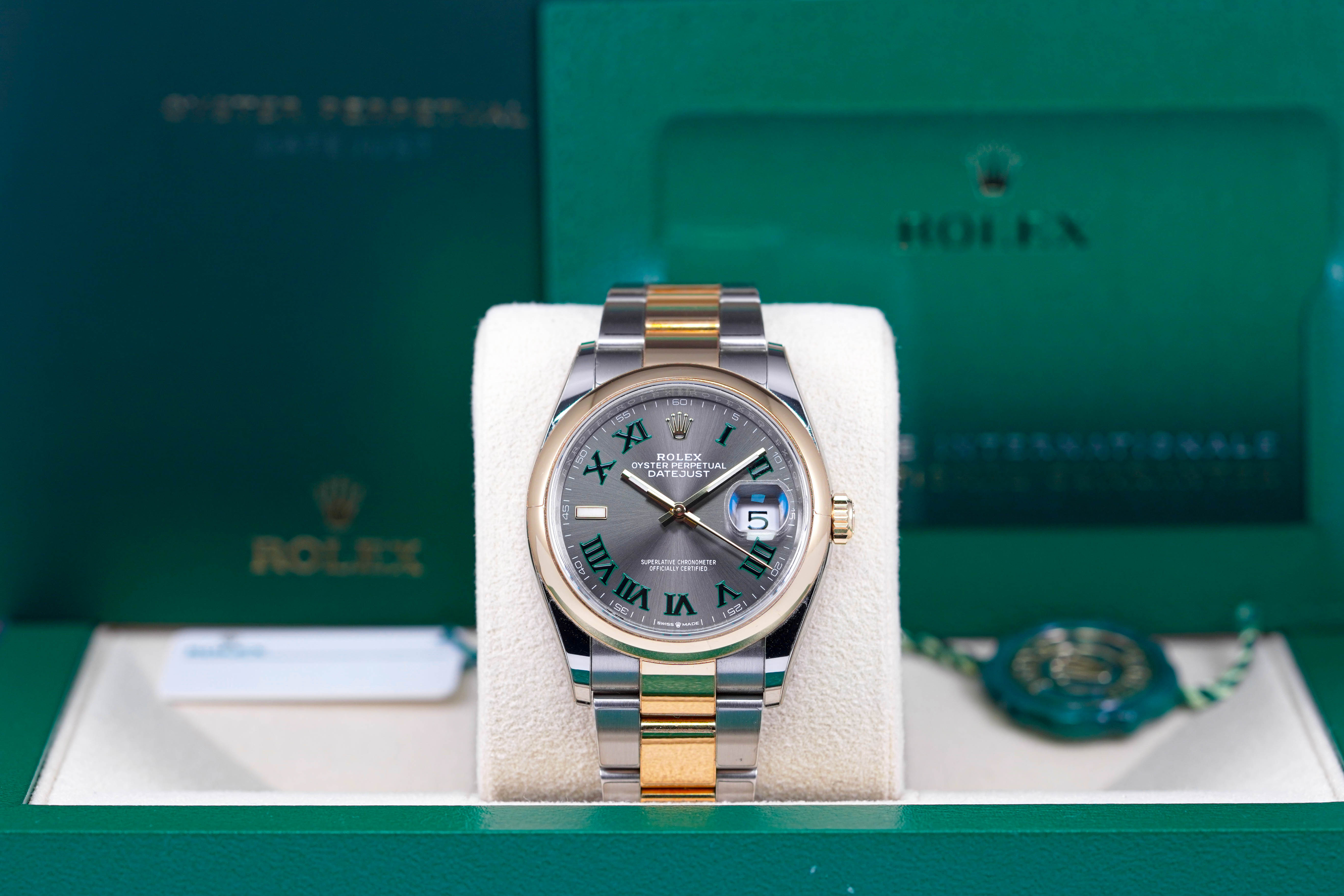 DATEJUST 36MM TWOTONE YELLOWGOLD WIMBELDON DIAL (2021)