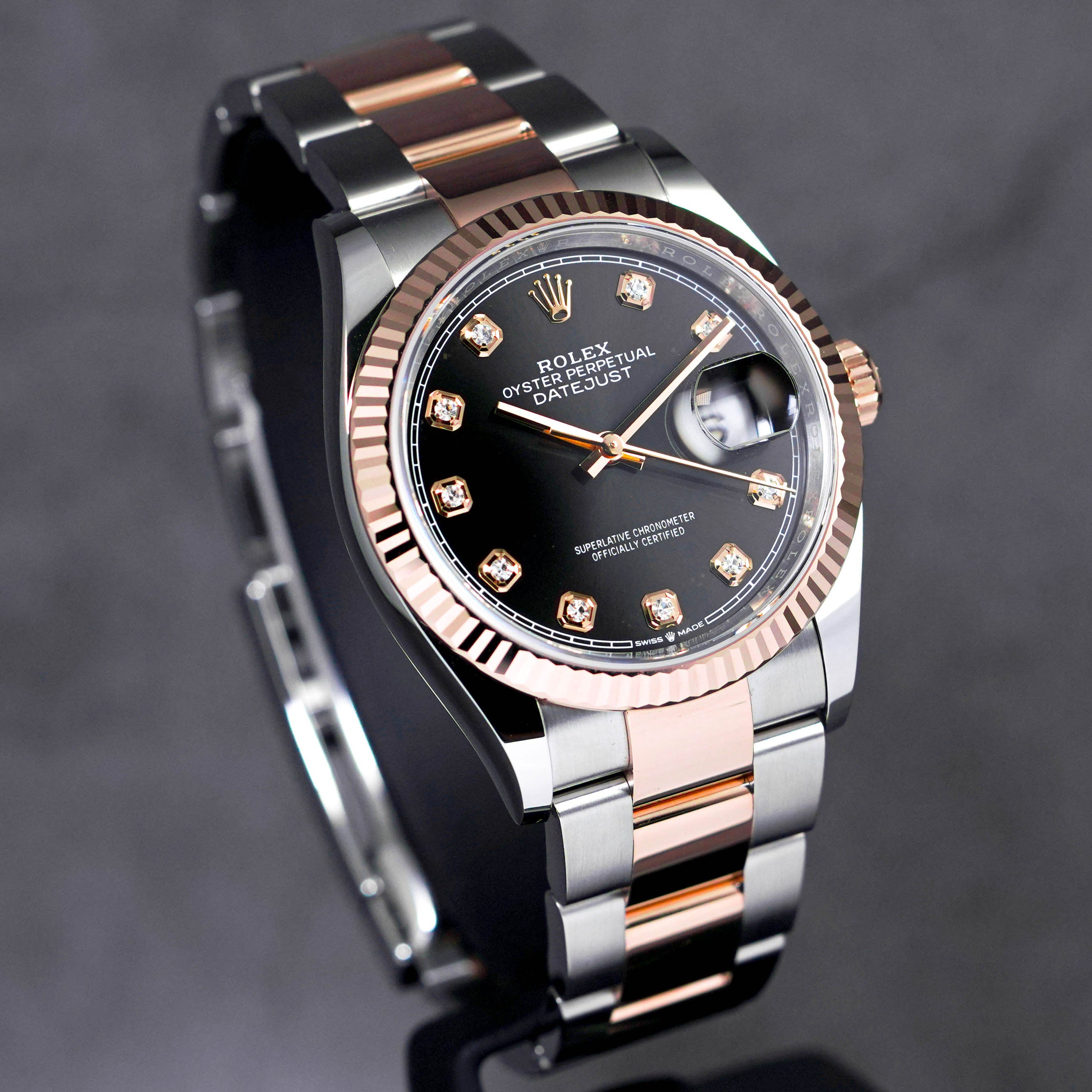 DATEJUST 36MM TWOTONE ROSEGOLD BLACK DIAMOND DIAL (2022)