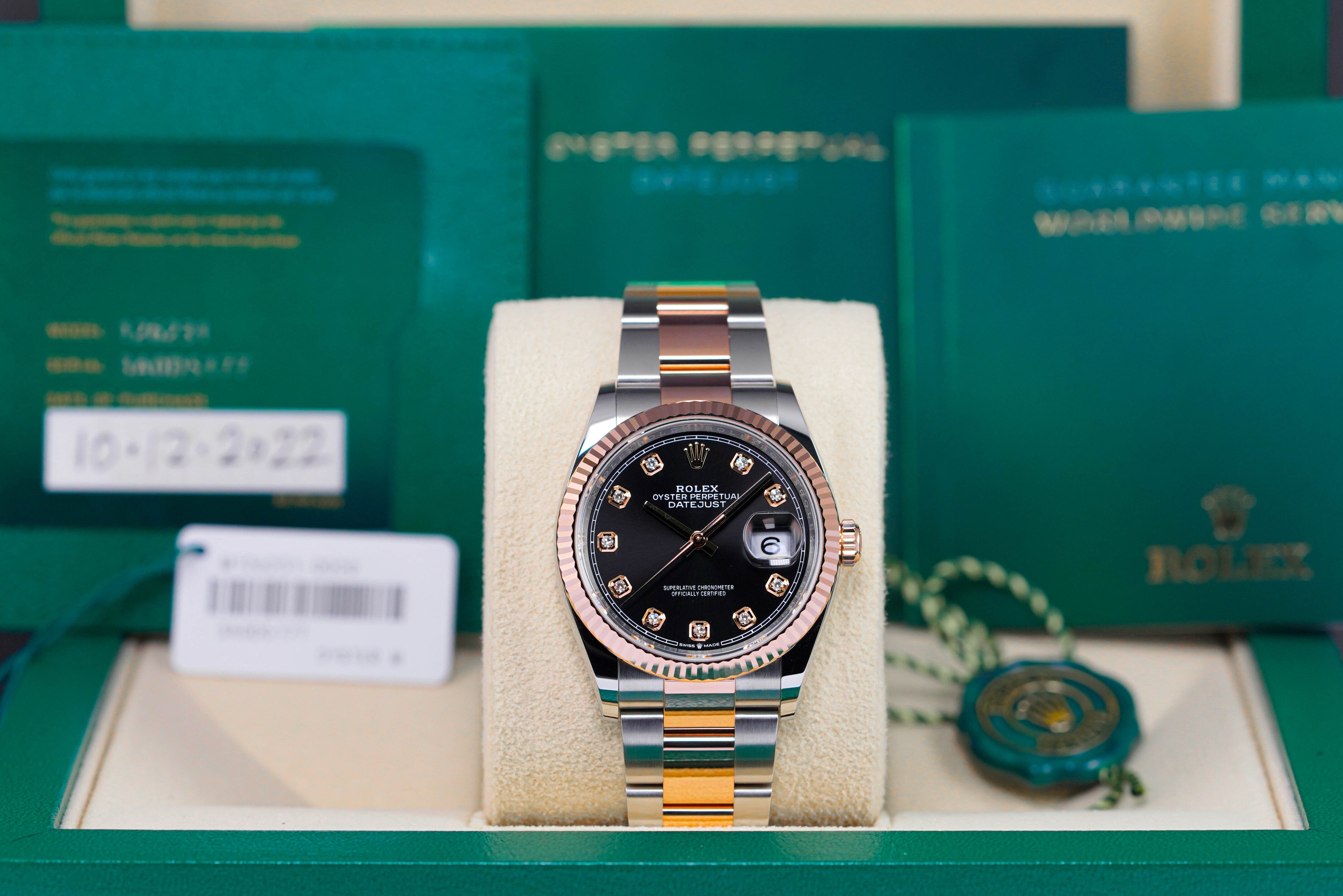 DATEJUST 36MM TWOTONE ROSEGOLD BLACK DIAMOND DIAL (2022)