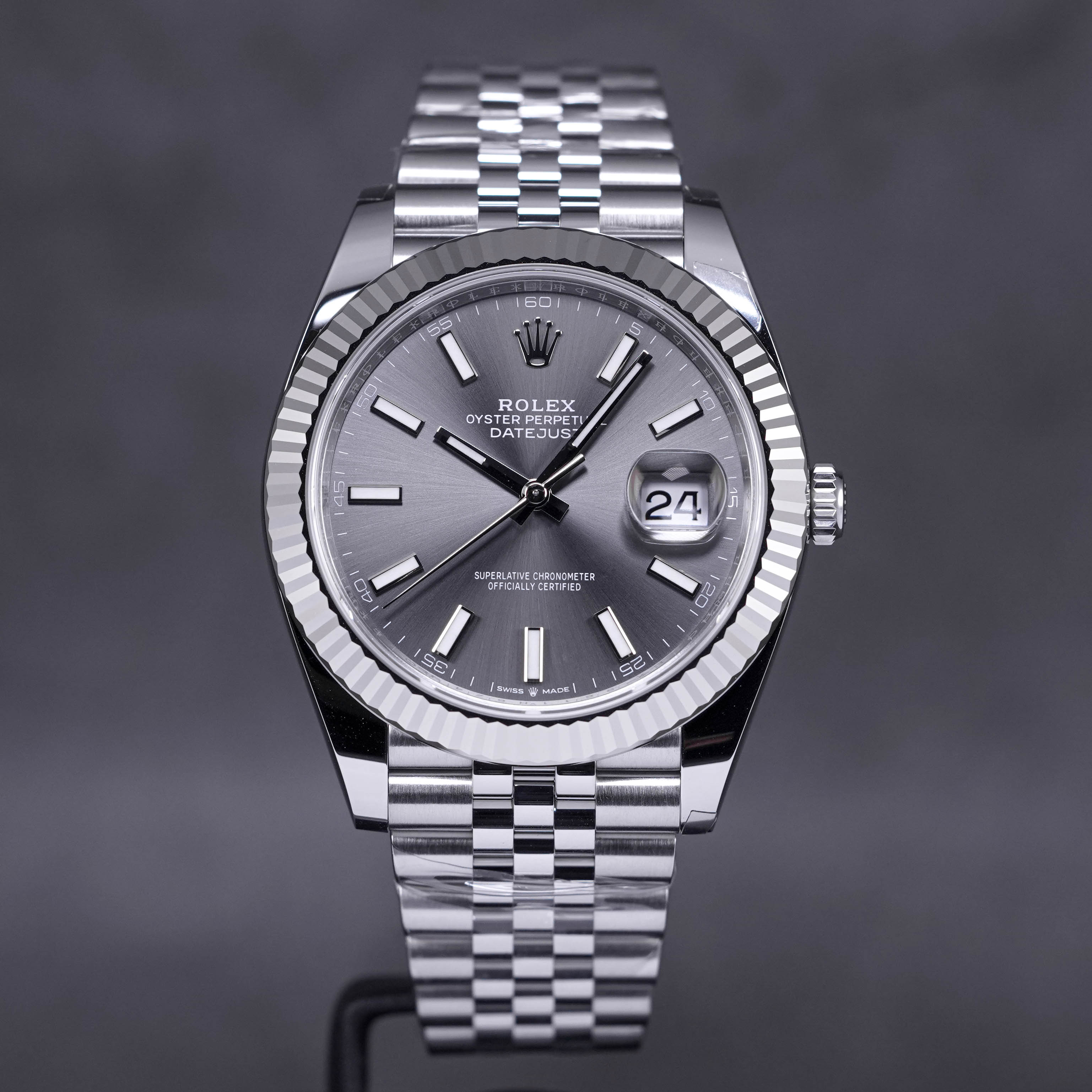 DATEJUST 41MM FLUTED JUBILEE RHODIUM DIAL (2022)