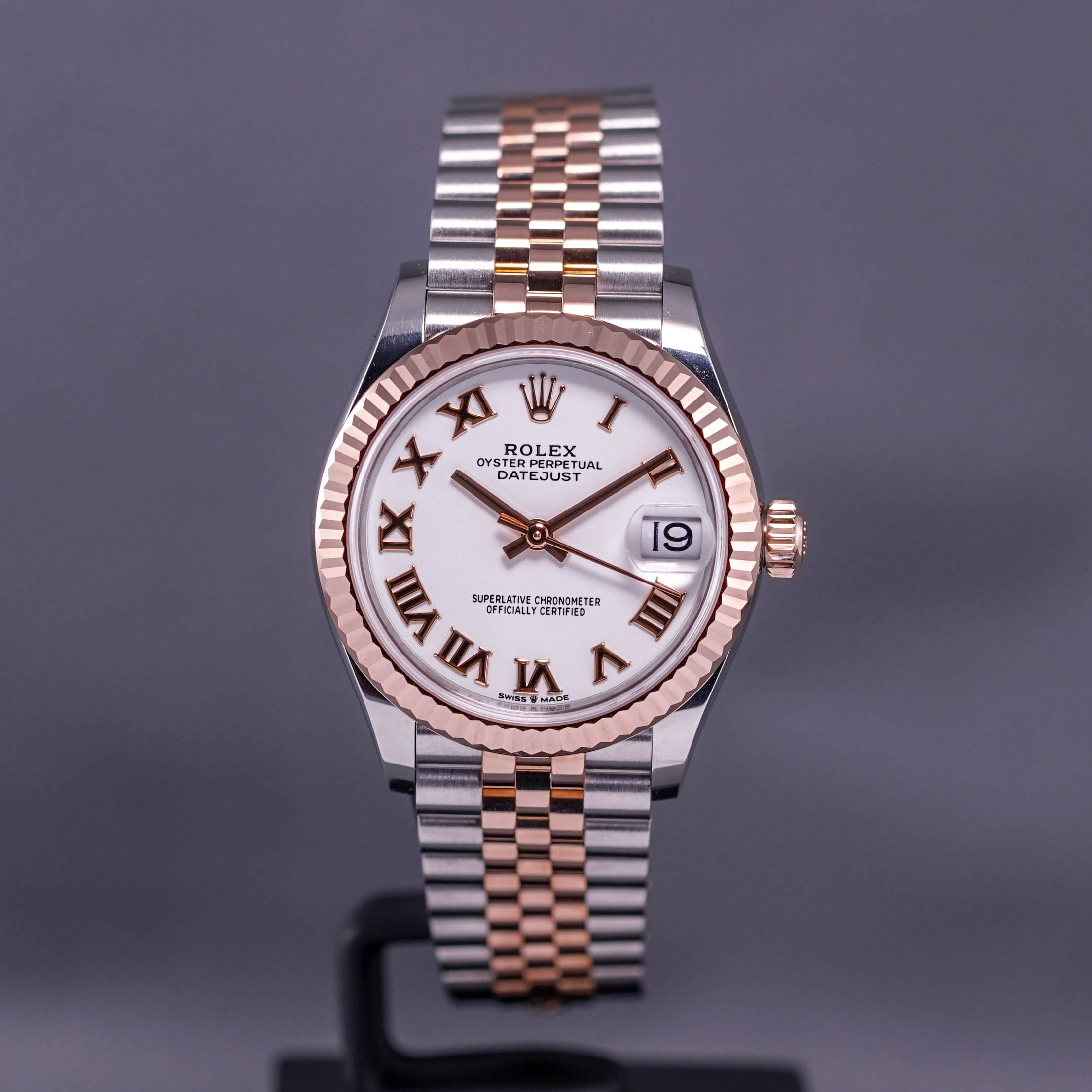 ROLEX DATEJUST 31MM TWOTONE ROSEGOLD WHITE ROMAN DIAL (2022)