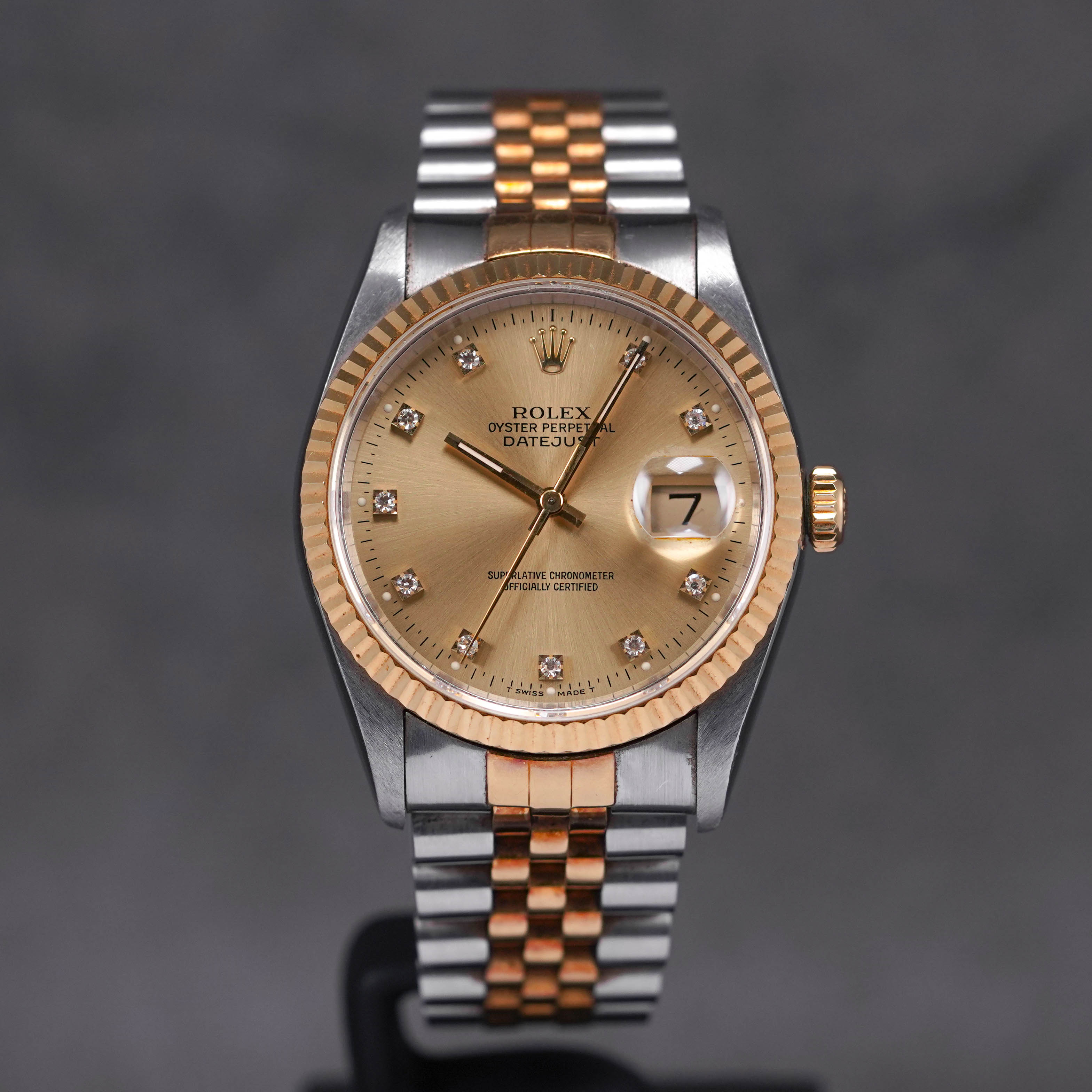 DATEJUST 36MM 16233 TWOTONE YELLOWGOLD CHAMPAGNE DIAMOND DIAL 'E SERIES' (WATCH ONLY)