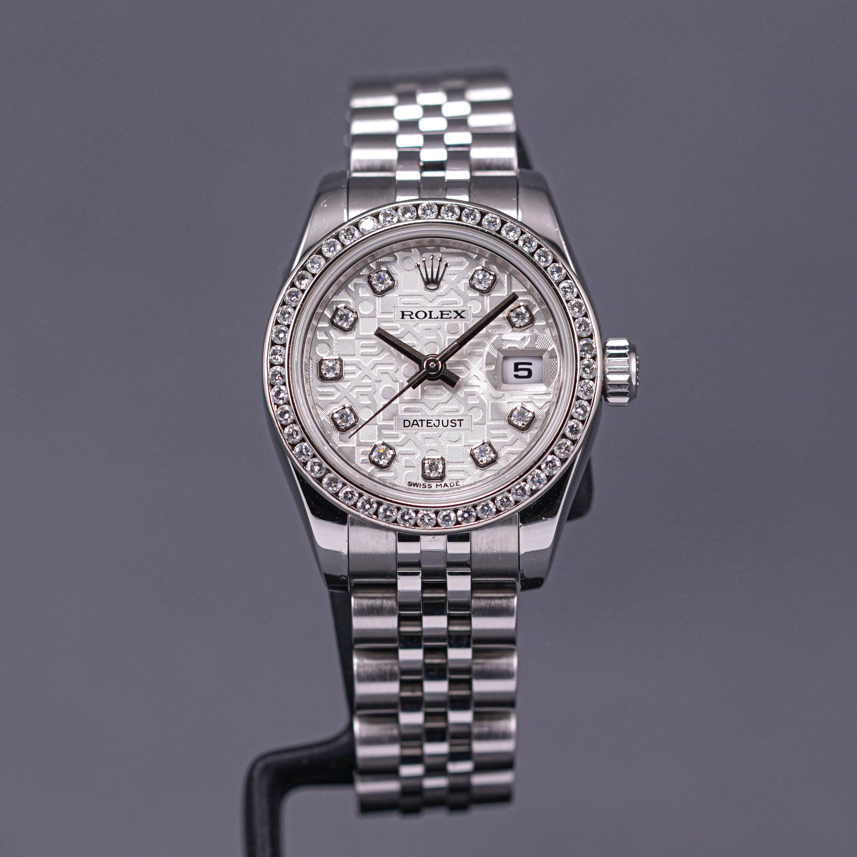 DATEJUST 26MM SILVER COMPUTERIZED DIAMOND DIAL DIAMOND RING (2008)