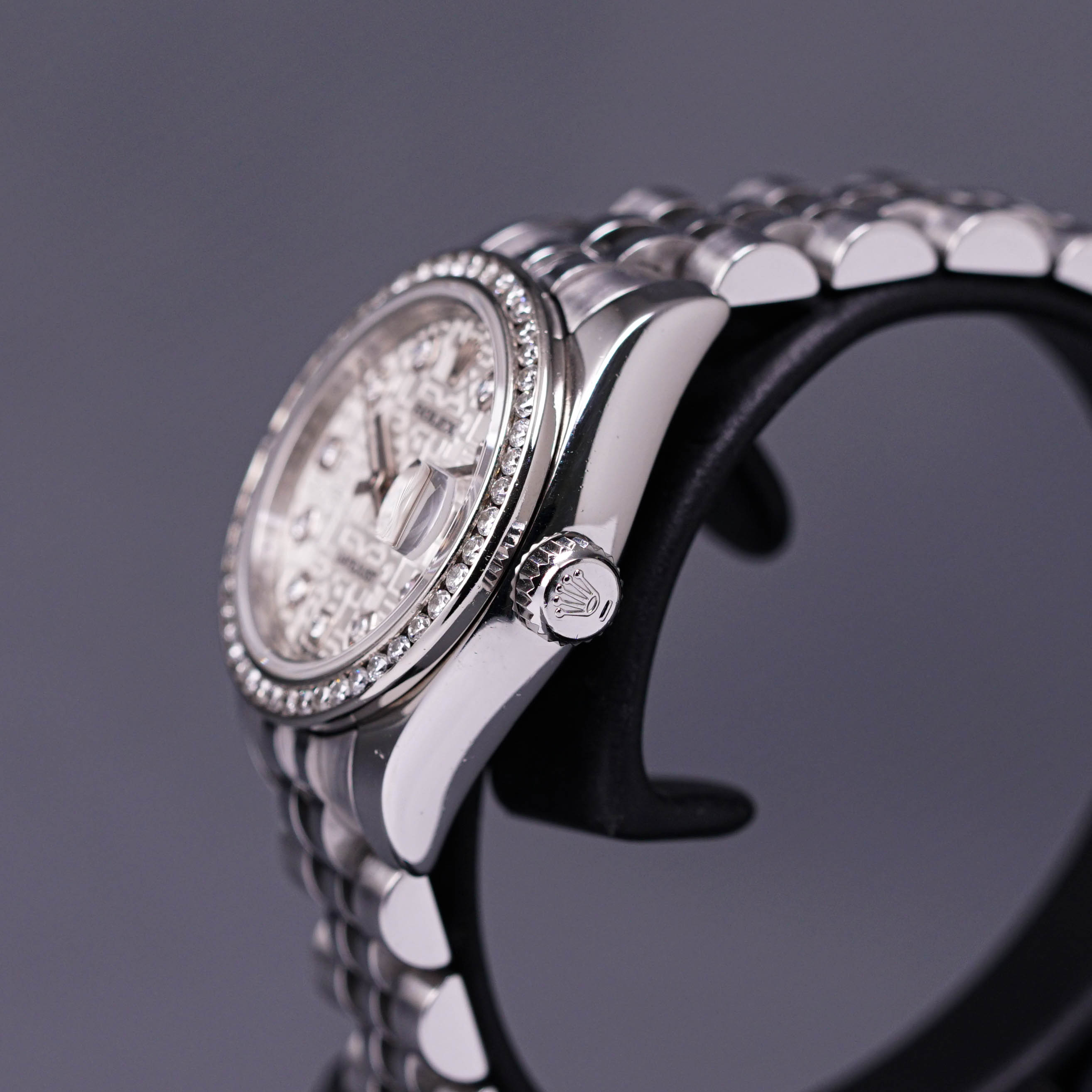 DATEJUST 26MM SILVER COMPUTERIZED DIAMOND DIAL DIAMOND RING (2008)