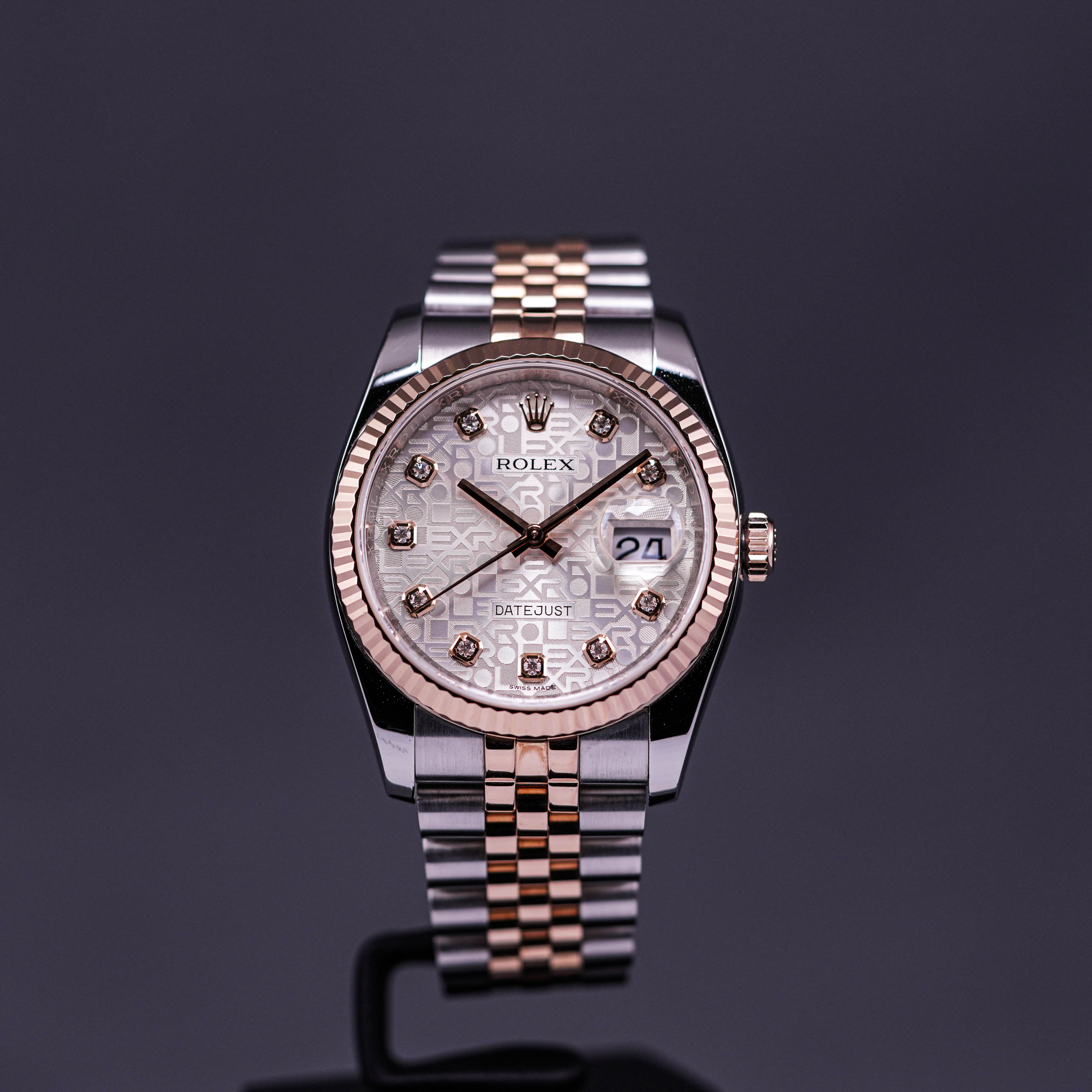 ROLEX DATEJUST 36MM TWOTONE ROSEGOLD WHITE COMPUTERIZED DIAMOND (2017)