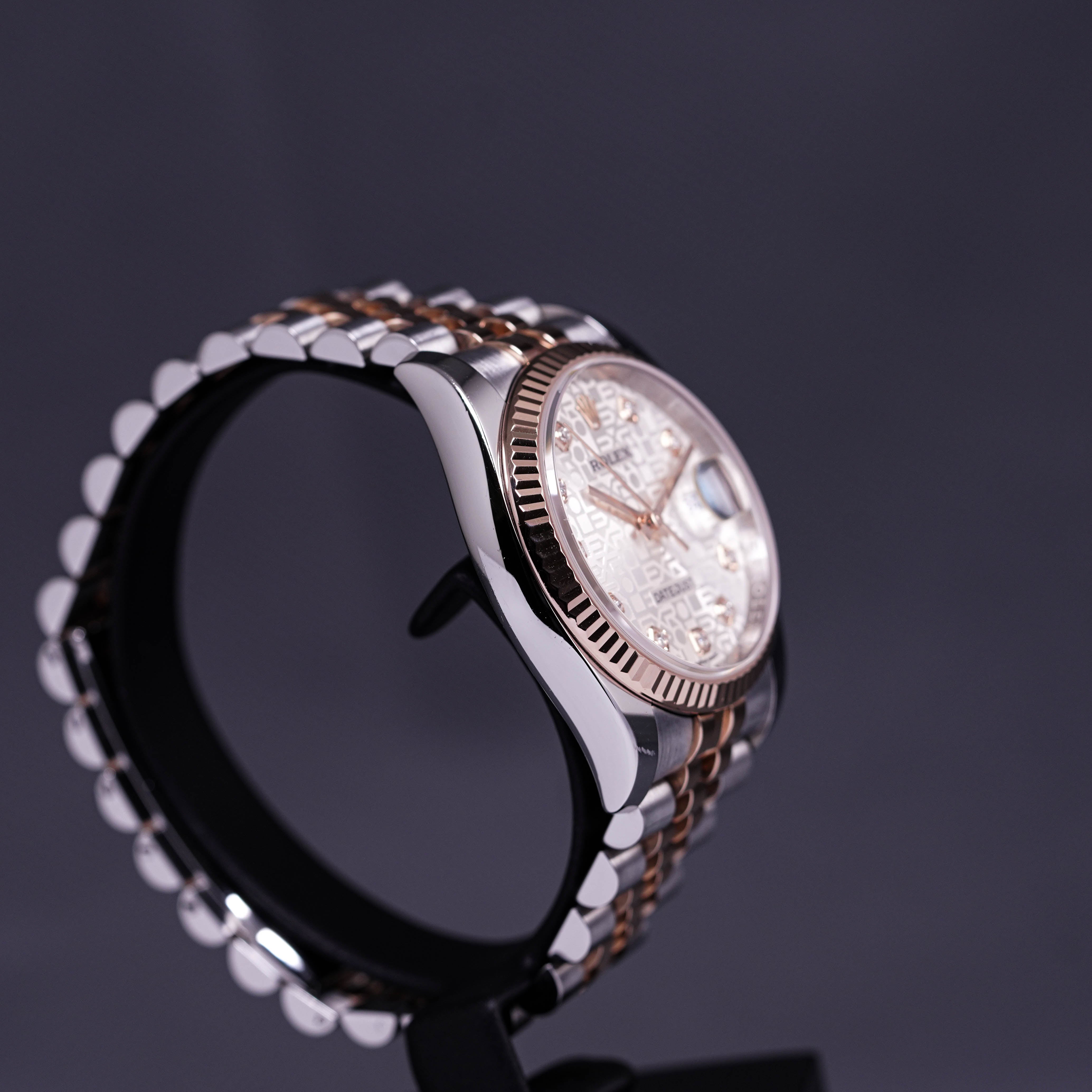 ROLEX DATEJUST 36MM TWOTONE ROSEGOLD WHITE COMPUTERIZED DIAMOND (2017)