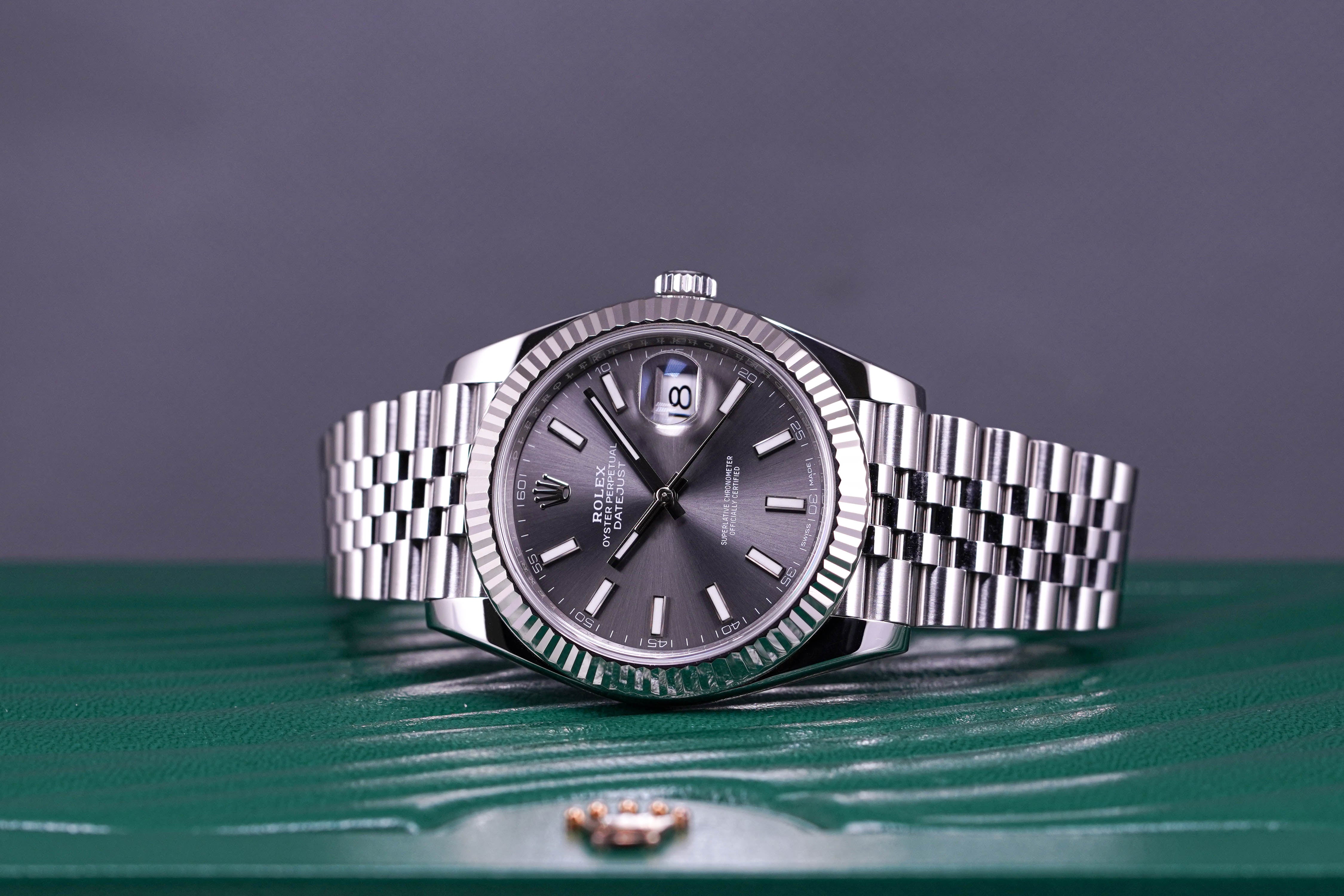 ROLEX DATEJUST 41MM FLUTED JUBILEE RHODIUM DIAL (2019)